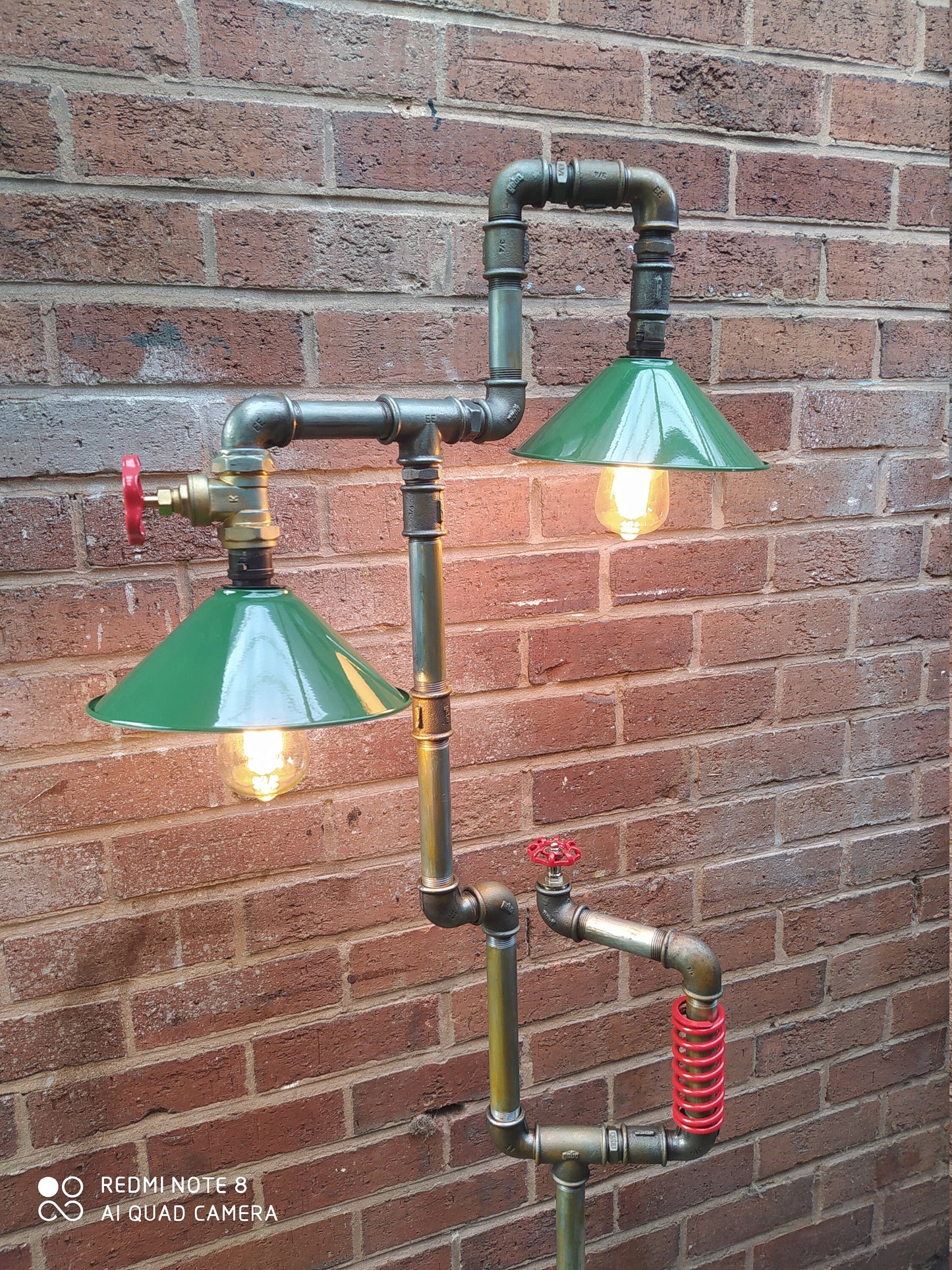 industrial steampunk vintage floor lamp with green lamshade