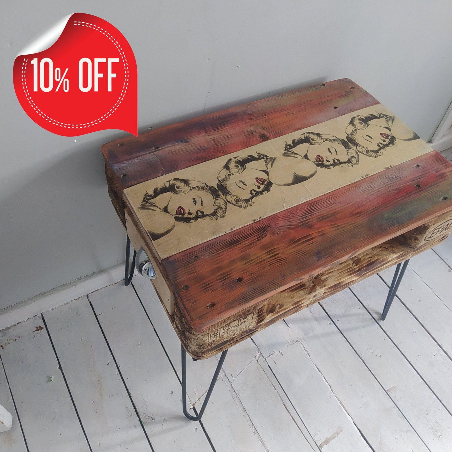 Steampunk industrial coffee table, side table.