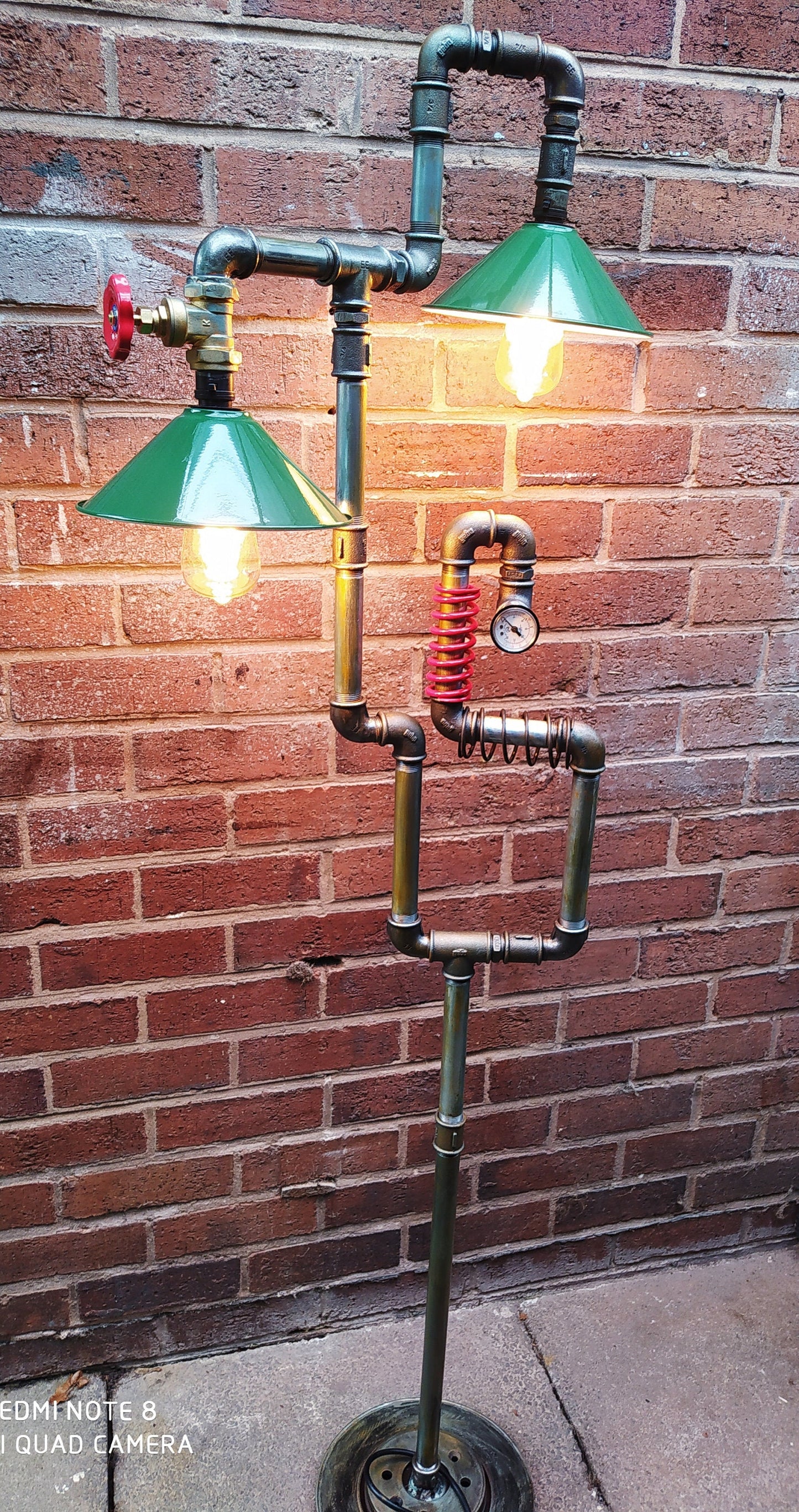 industrial steampunk vintage floor lamp with green lamshade
