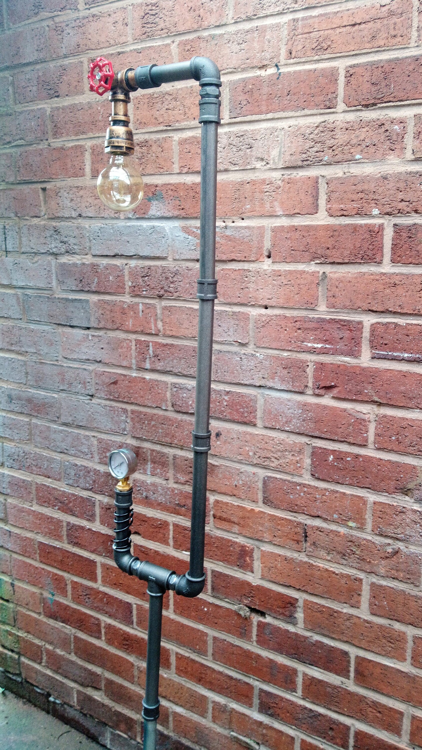 Handmade Industrial Steampunk Retro Vintage Floor Lamp with Yellow Lampshade
