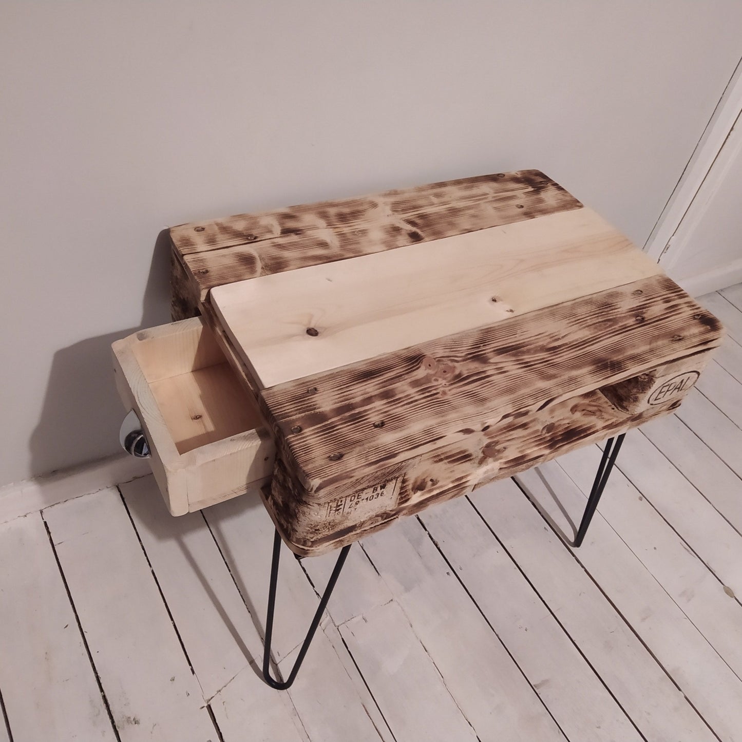Steampunk industrial coffee table, side table.