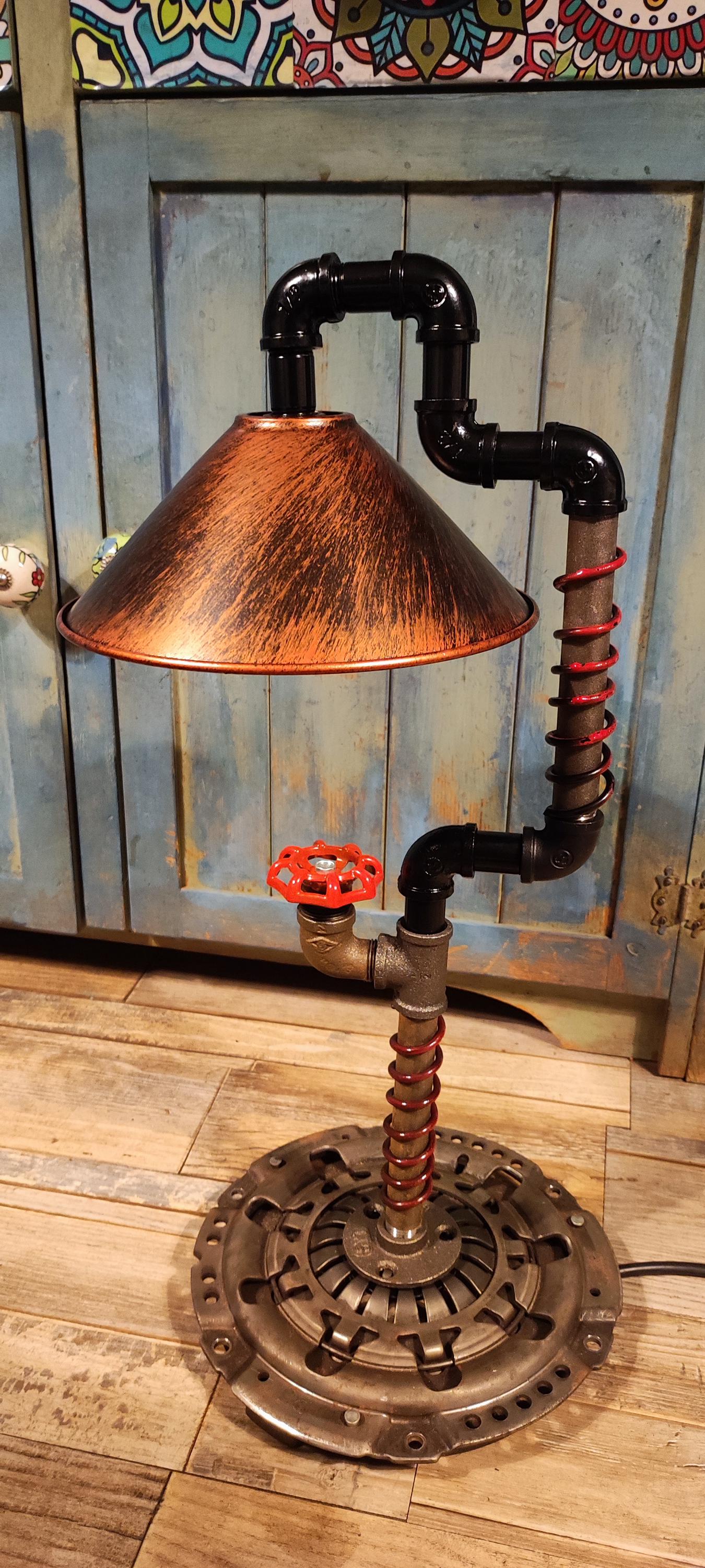 Handmade Industrial Steampunk Vintage Pipe Floor Lamp with Retro Vintage Look - Black Metal Finish, Antique Edison Bulbs & Lamp Switch