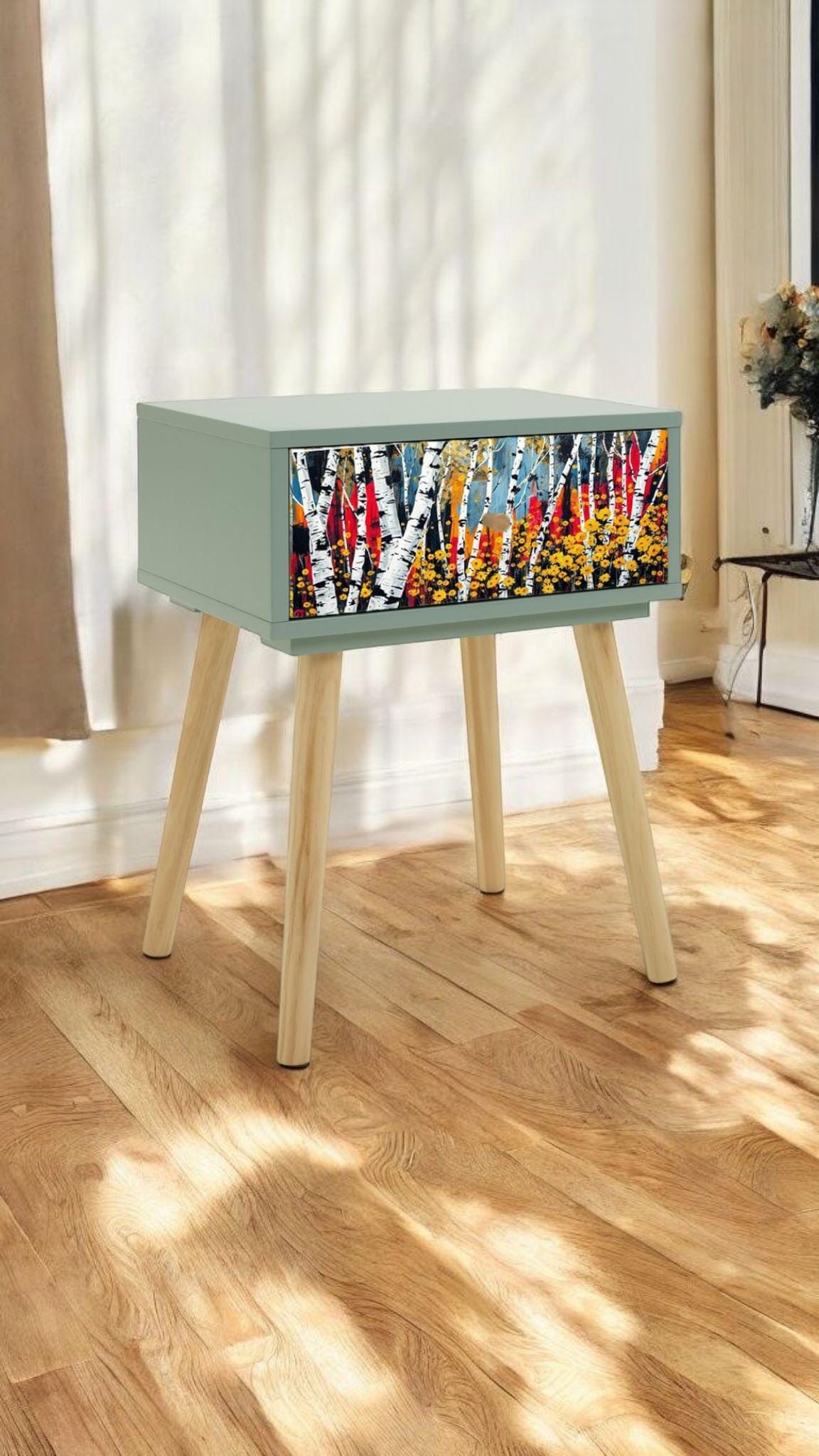 Retro Bedside Table with Custom Color, Design, and Leg Options - Perfect Addition for Any Home, Transform Your Bedroom