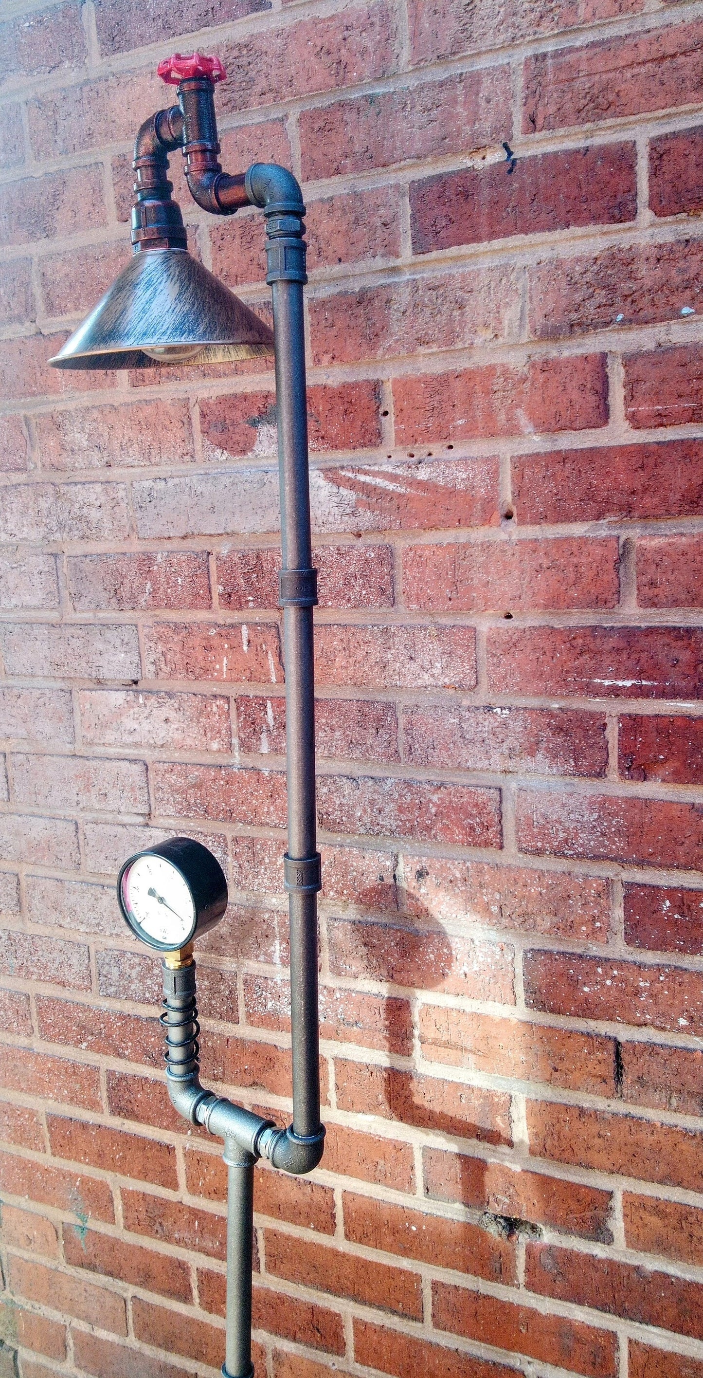 Retro Industrial Steampunk Vintage Floor Lamp Handmade with Yellow Lampshade Black Metal Patina Iron Etsy Lighting Fixture