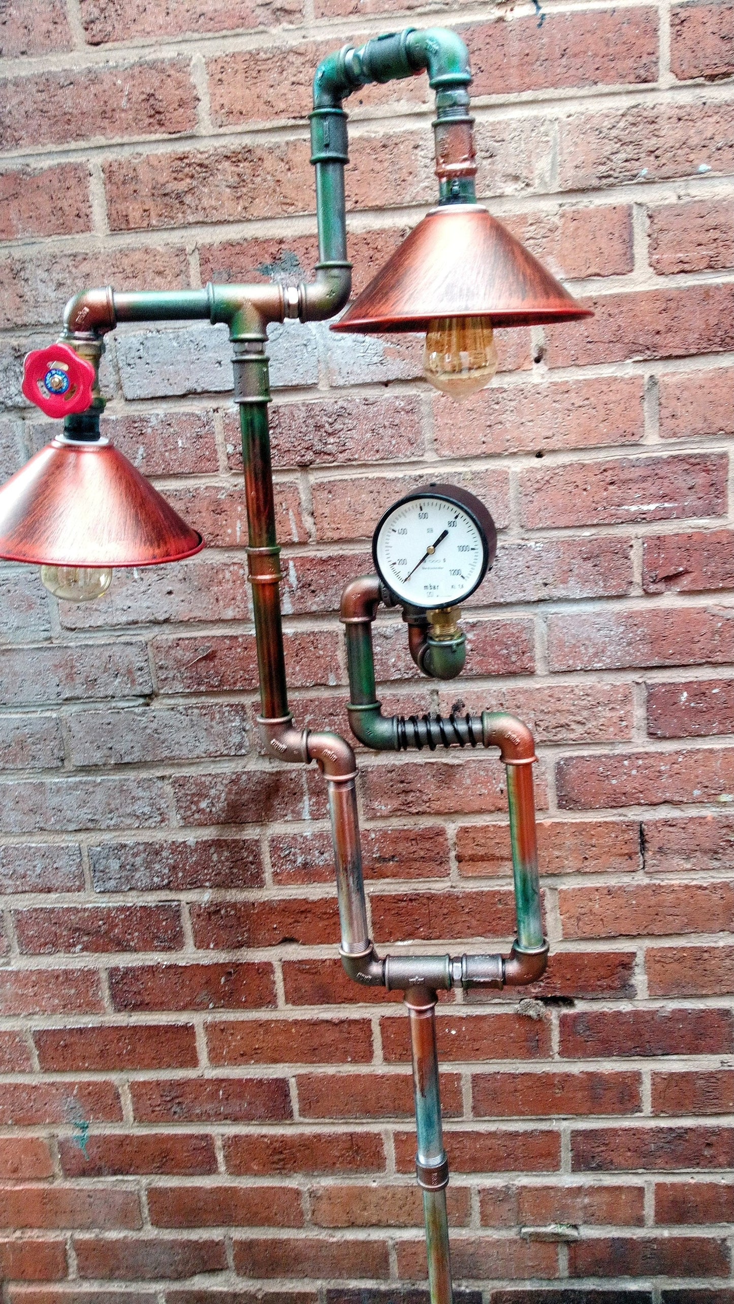 Handmade Industrial Steampunk Vintage Pipe Floor Lamp with Patina Finish - Retro Edison Bulb Lighting in Black Metal Iron