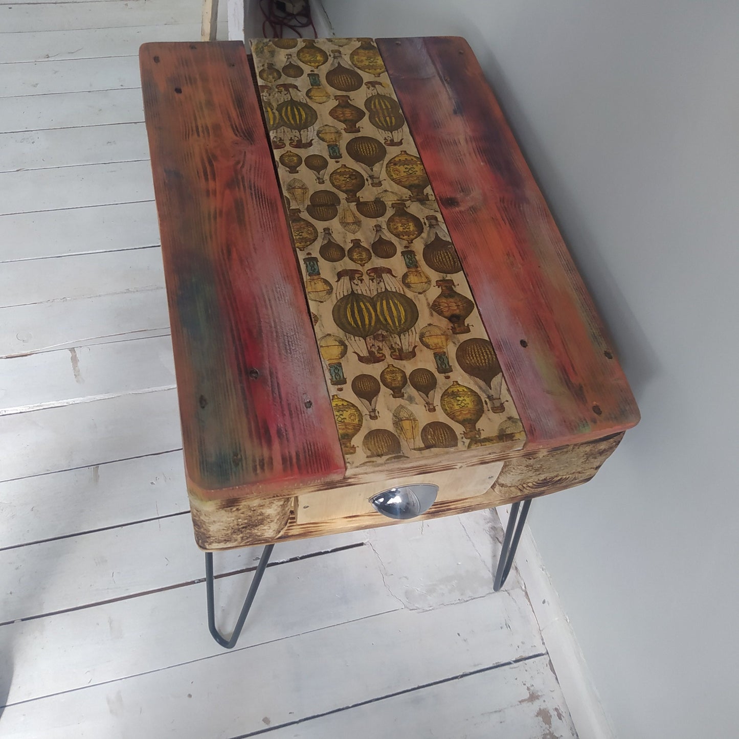 Steampunk industrial coffee table, side table.