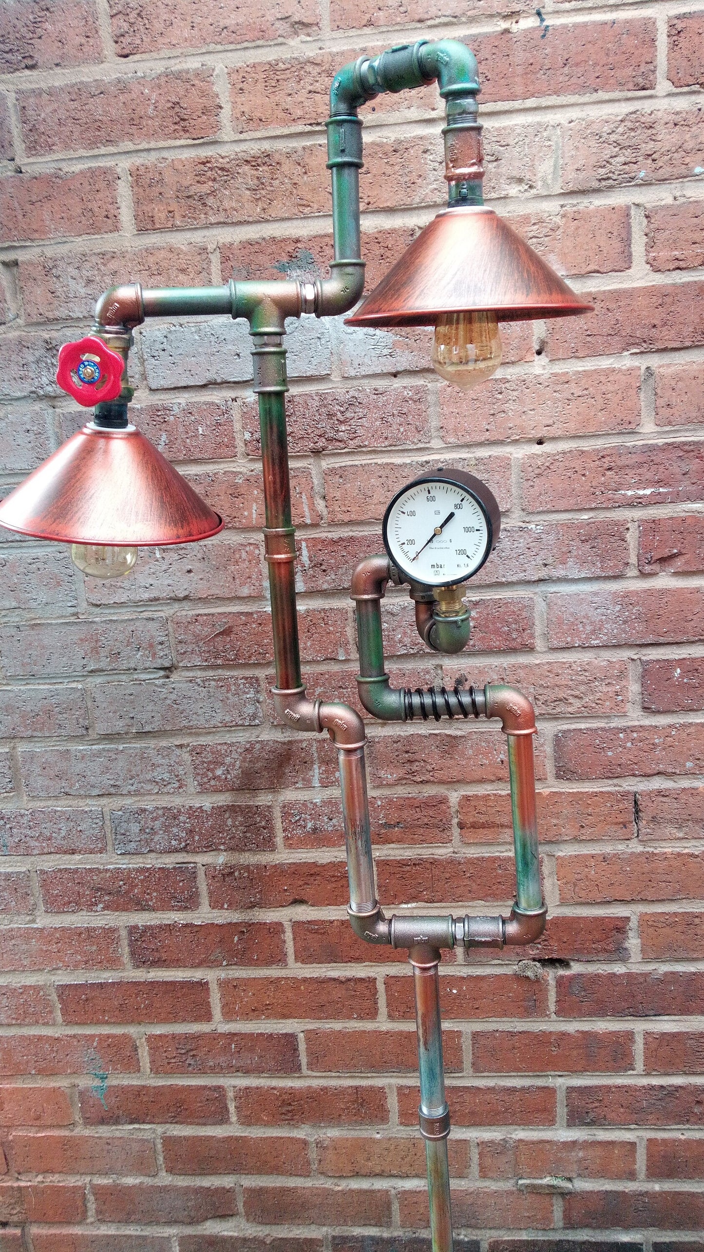 Handmade Industrial Steampunk Vintage Pipe Floor Lamp with Patina Finish - Retro Edison Bulb Lighting in Black Metal Iron