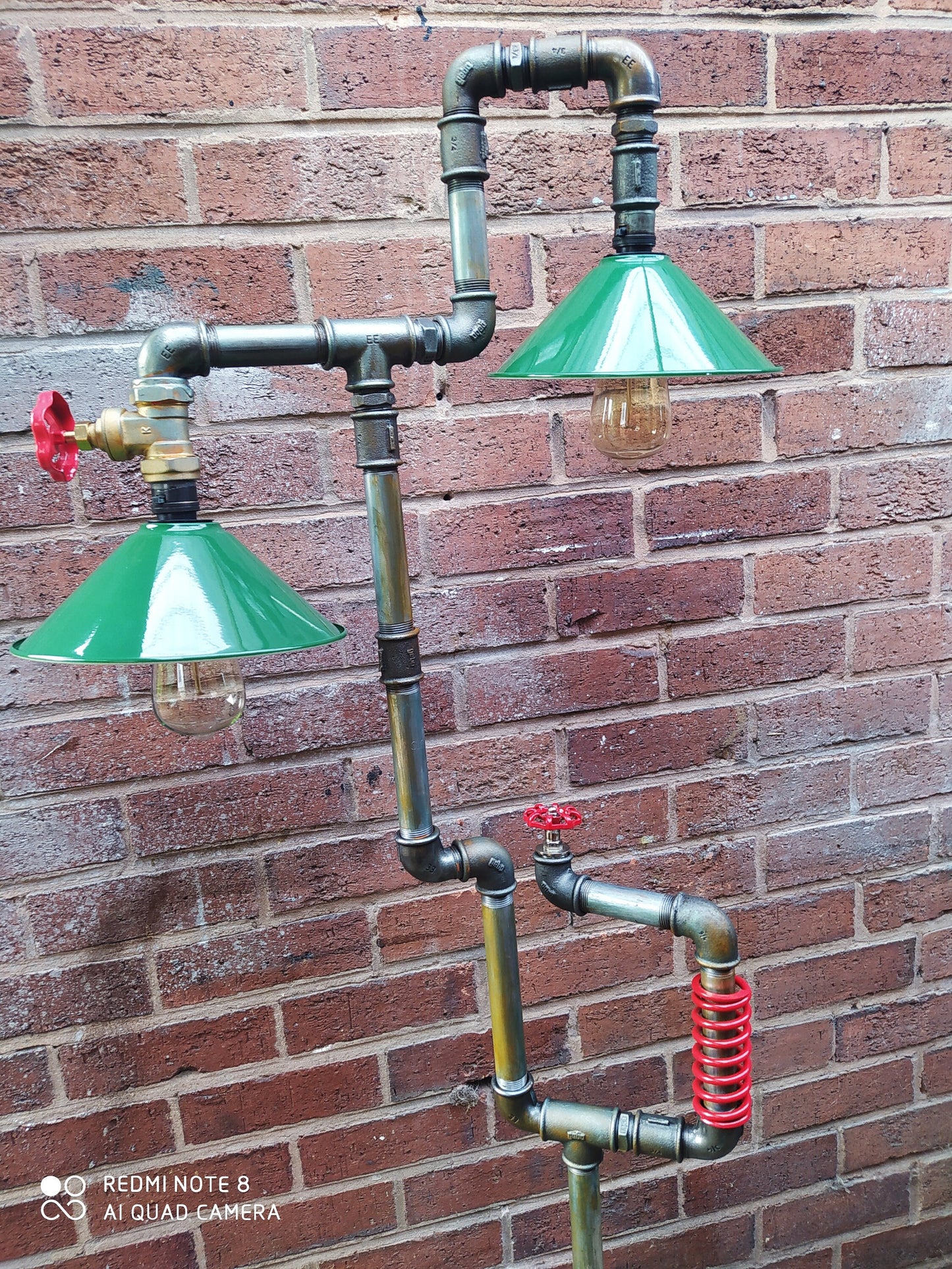 industrial steampunk vintage floor lamp with green lamshade