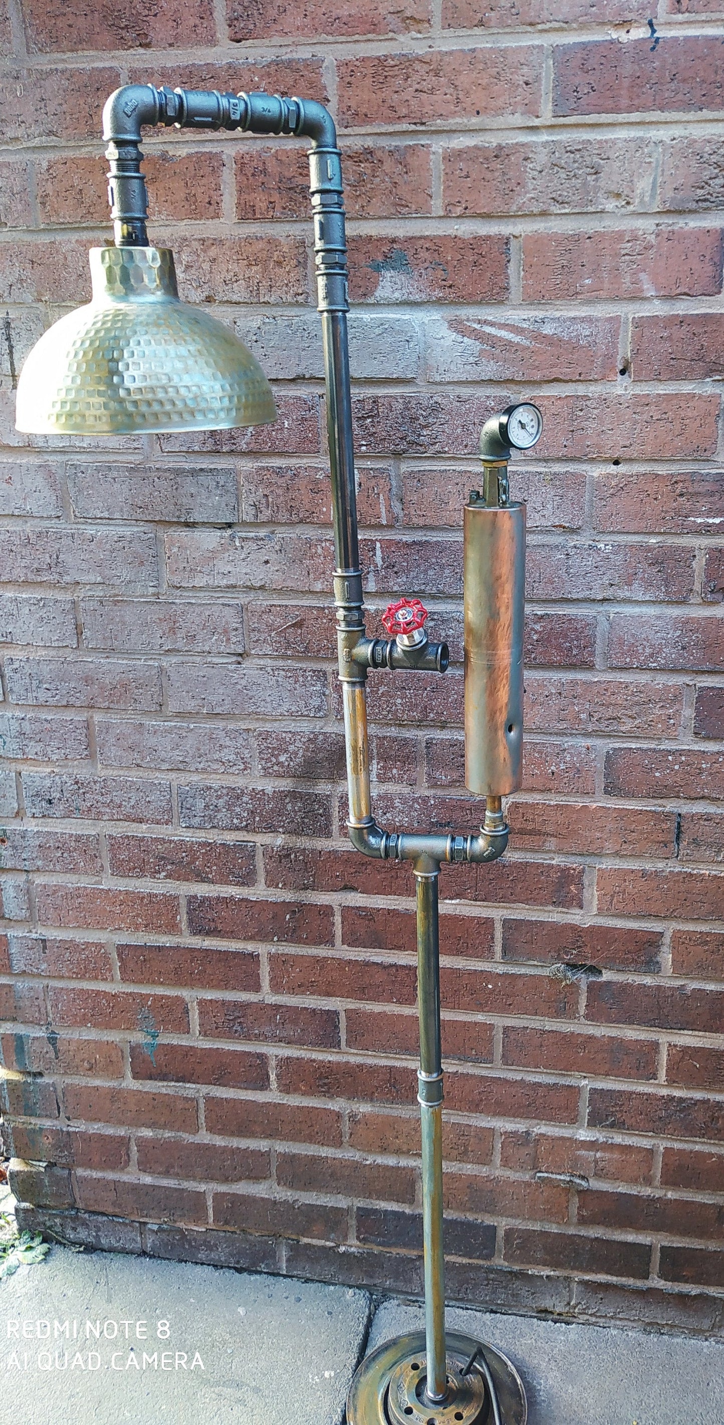 industrial steampunk vintage floor lamp with blue lamshade