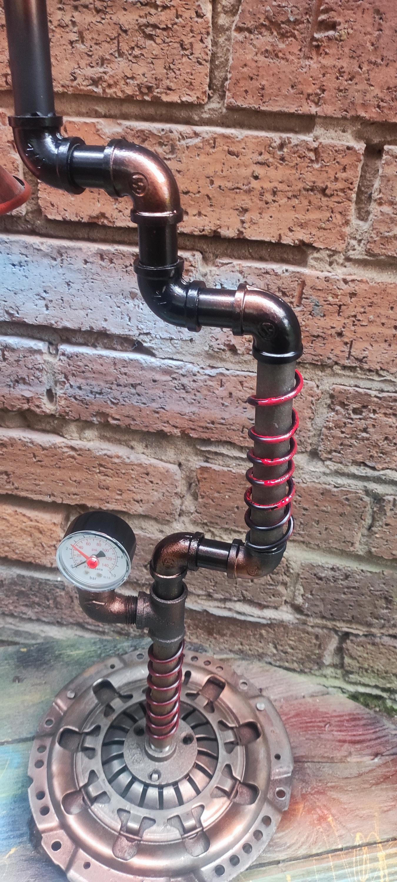 Handmade Industrial Steampunk Vintage Pipe Floor Lamp with Retro Patina Finish and Edison Bulbs