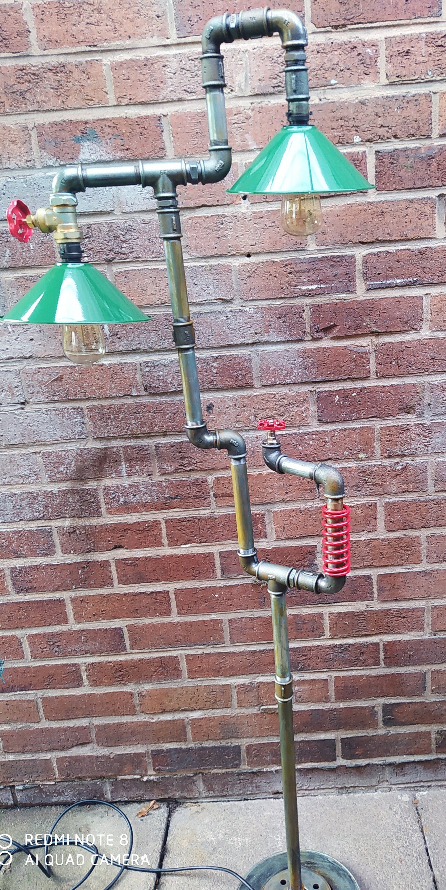 industrial steampunk vintage floor lamp with green lamshade