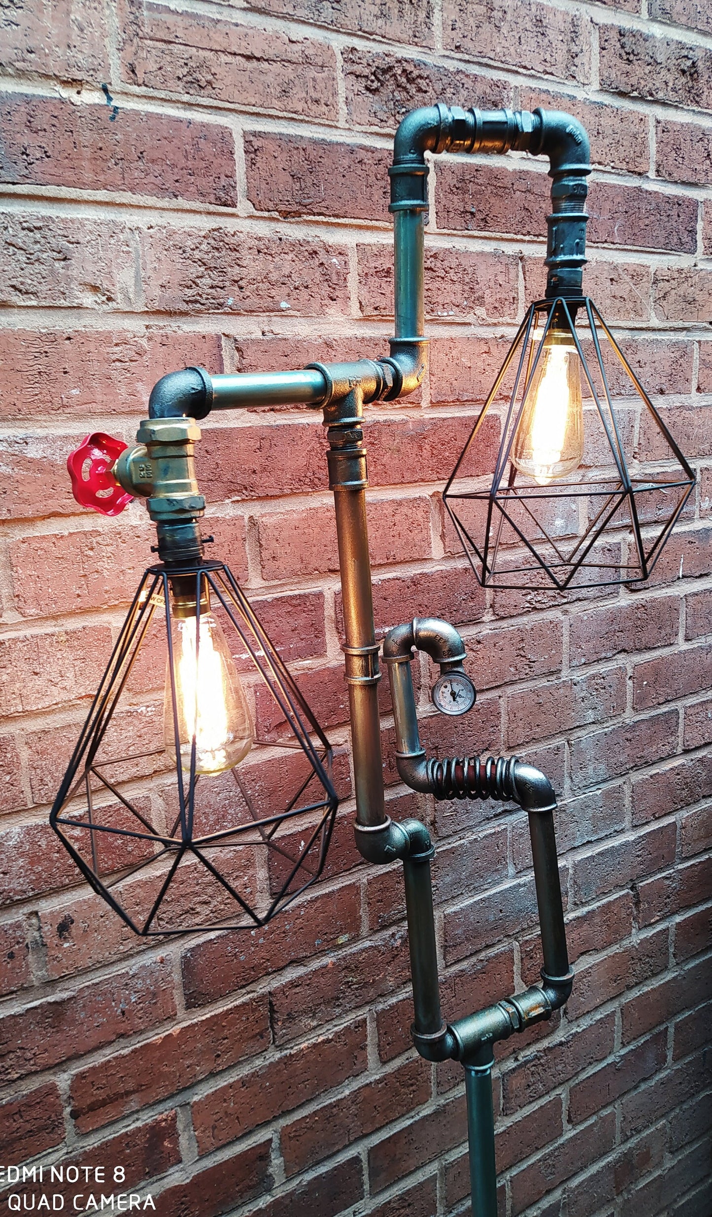 Vintage Steampunk Metal Pipe Floor Lamp with Cage Lampshade - Retro Industrial Handmade Lighting Fixture