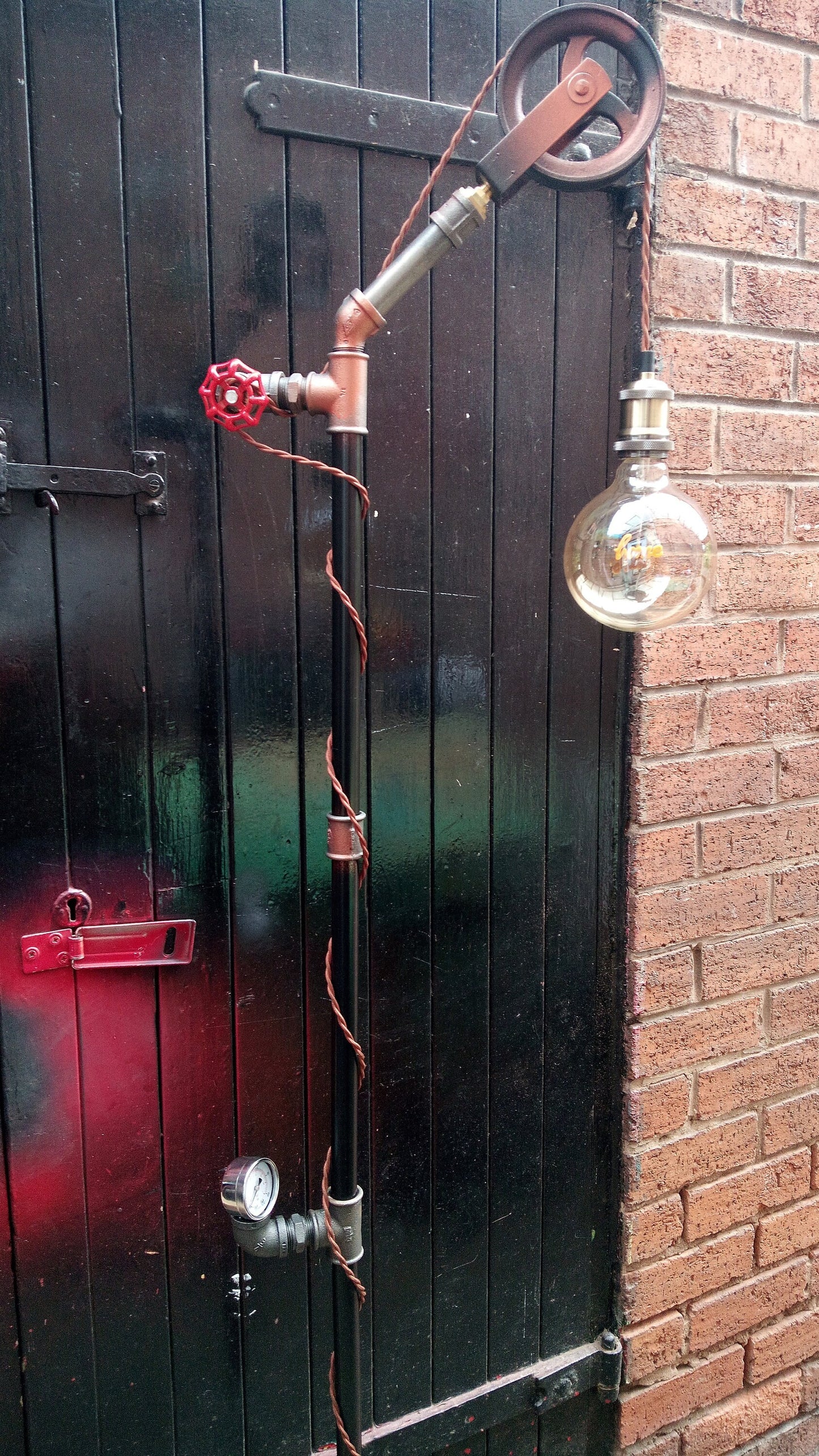 Steampunk Vintage Industrial Pipe Floor Lamp with Retro Bulb and Custom Name Option