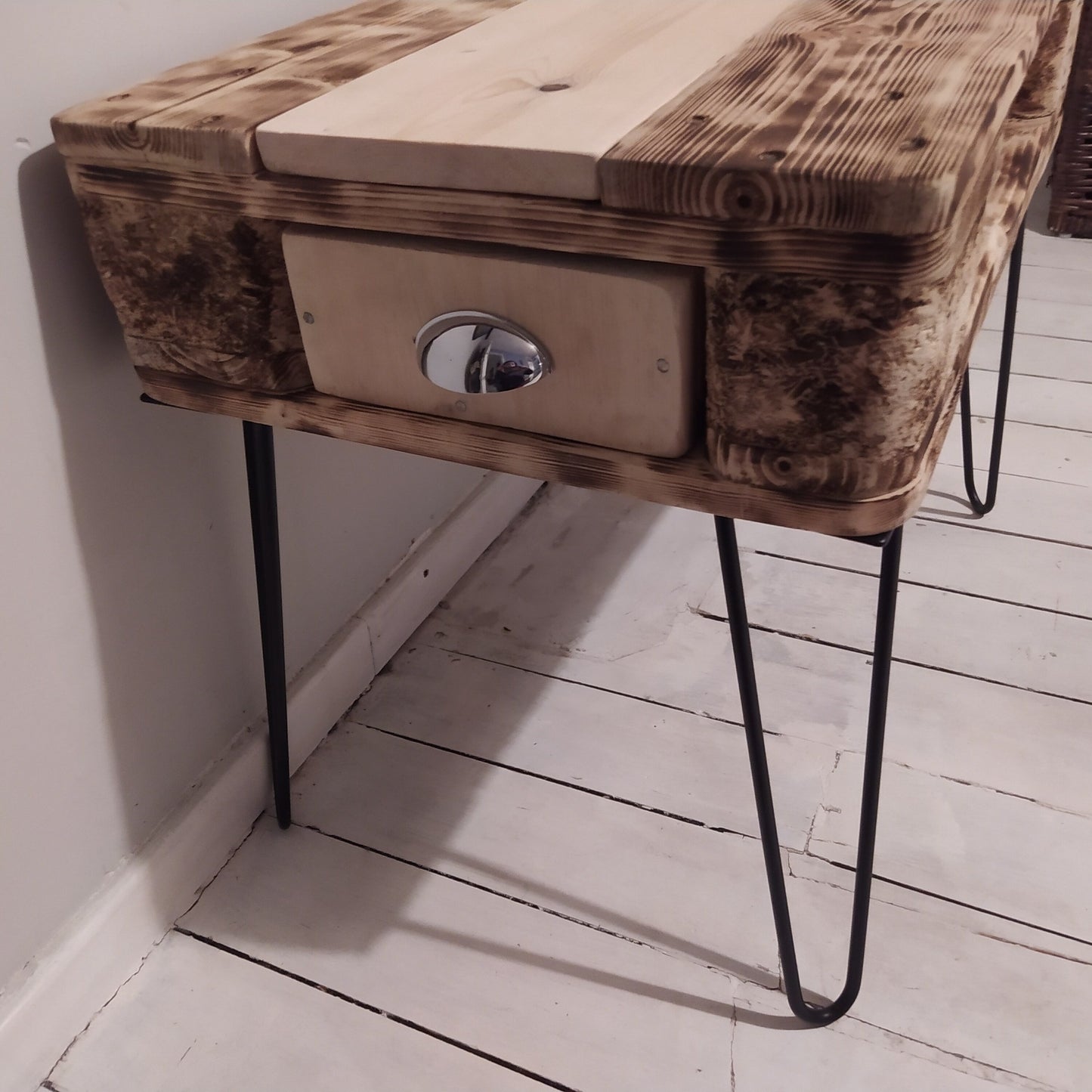 Steampunk industrial coffee table, side table.