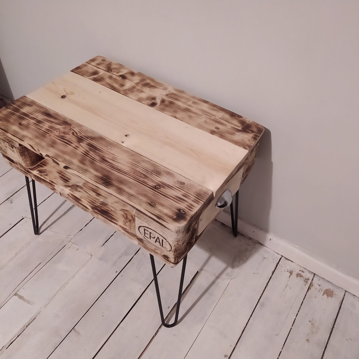 Steampunk industrial coffee table, side table.