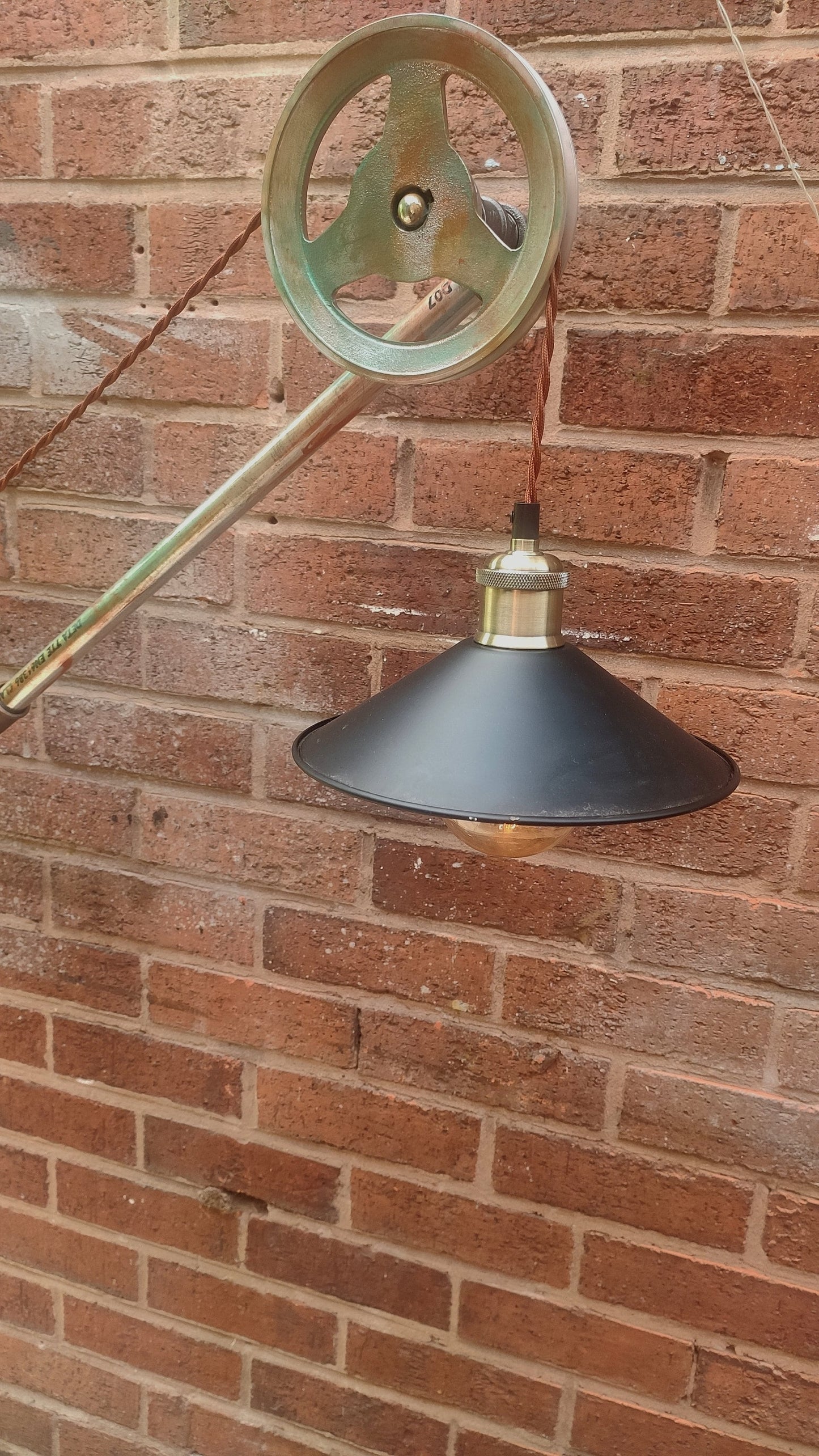 Handmade Retro Industrial Steampunk Vintage Floor Lamp with Red Lampshades & Patina Finish