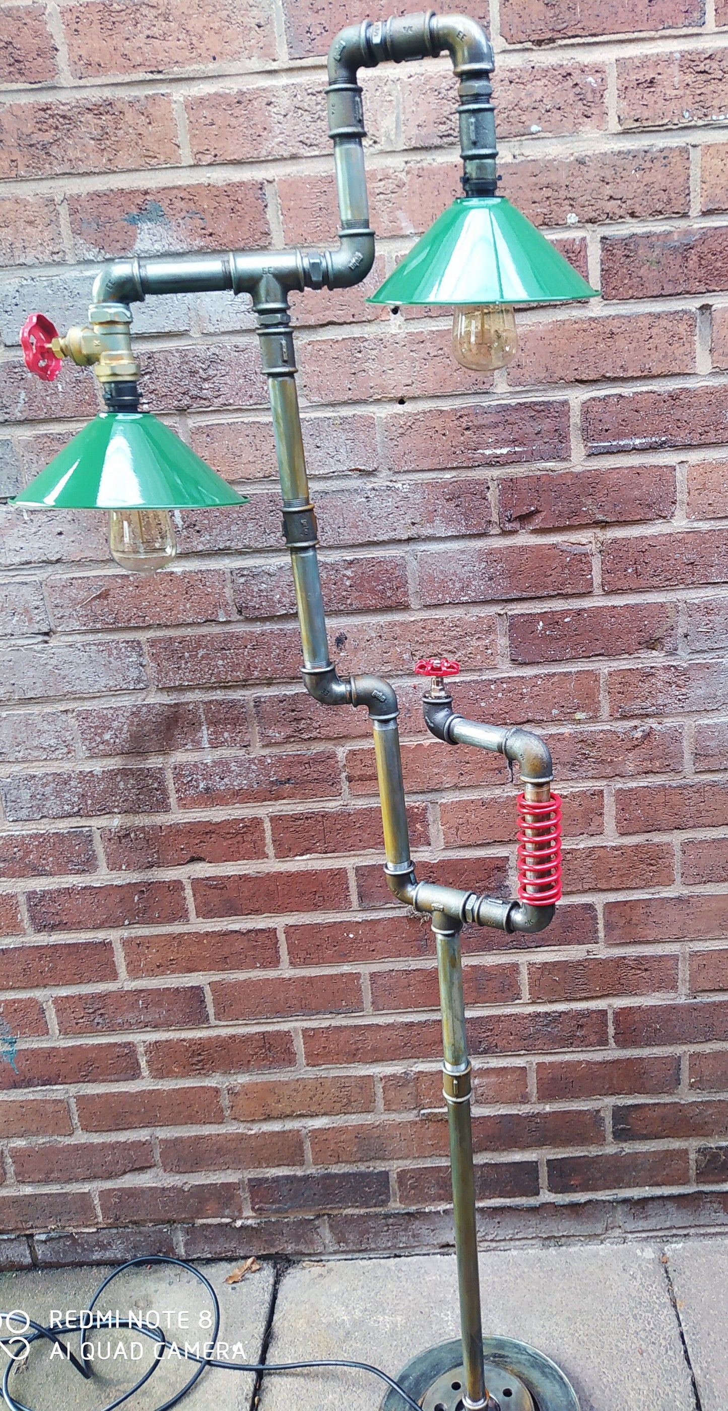 industrial steampunk vintage floor lamp with green lamshade