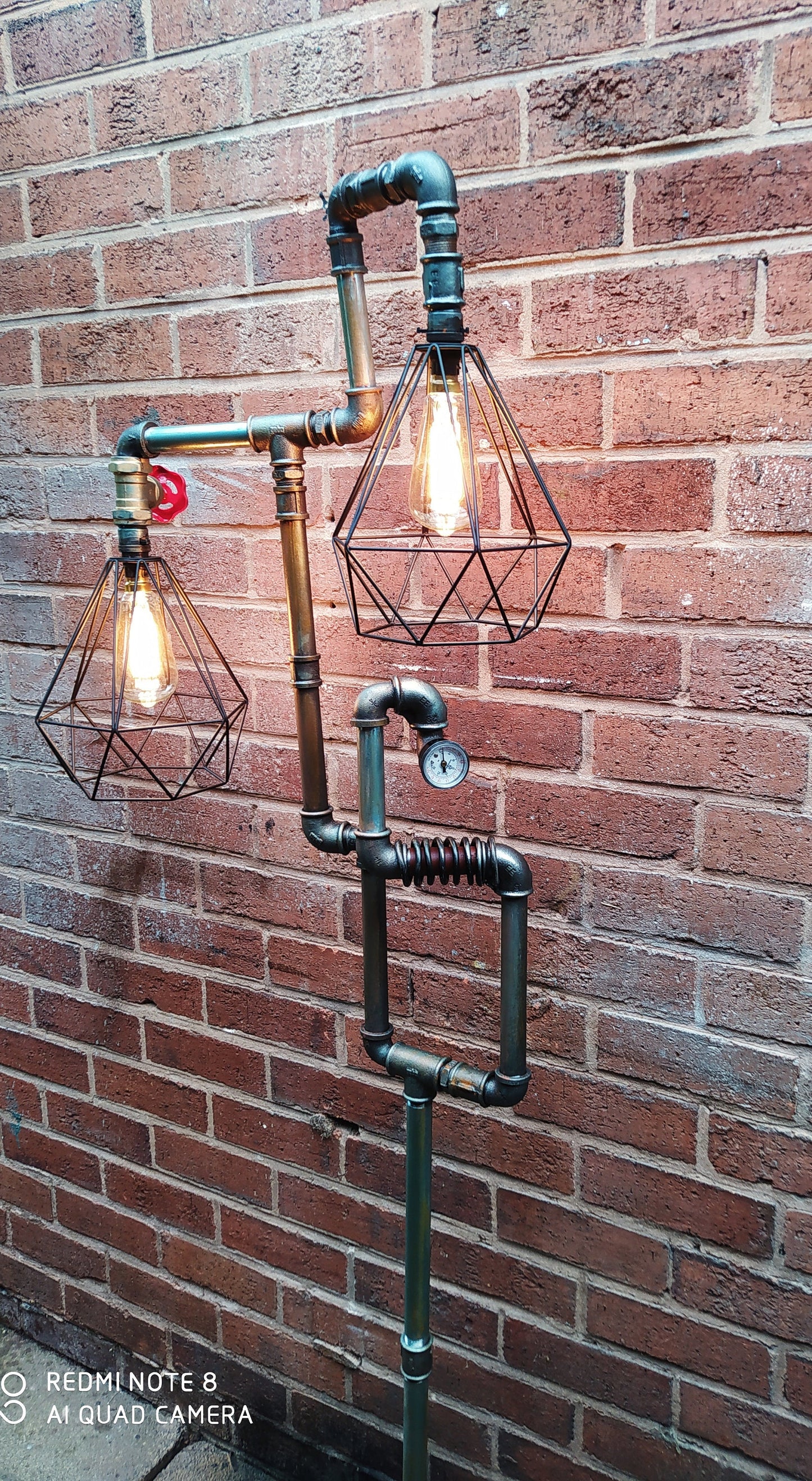 Vintage Steampunk Metal Pipe Floor Lamp with Cage Lampshade - Retro Industrial Handmade Lighting Fixture