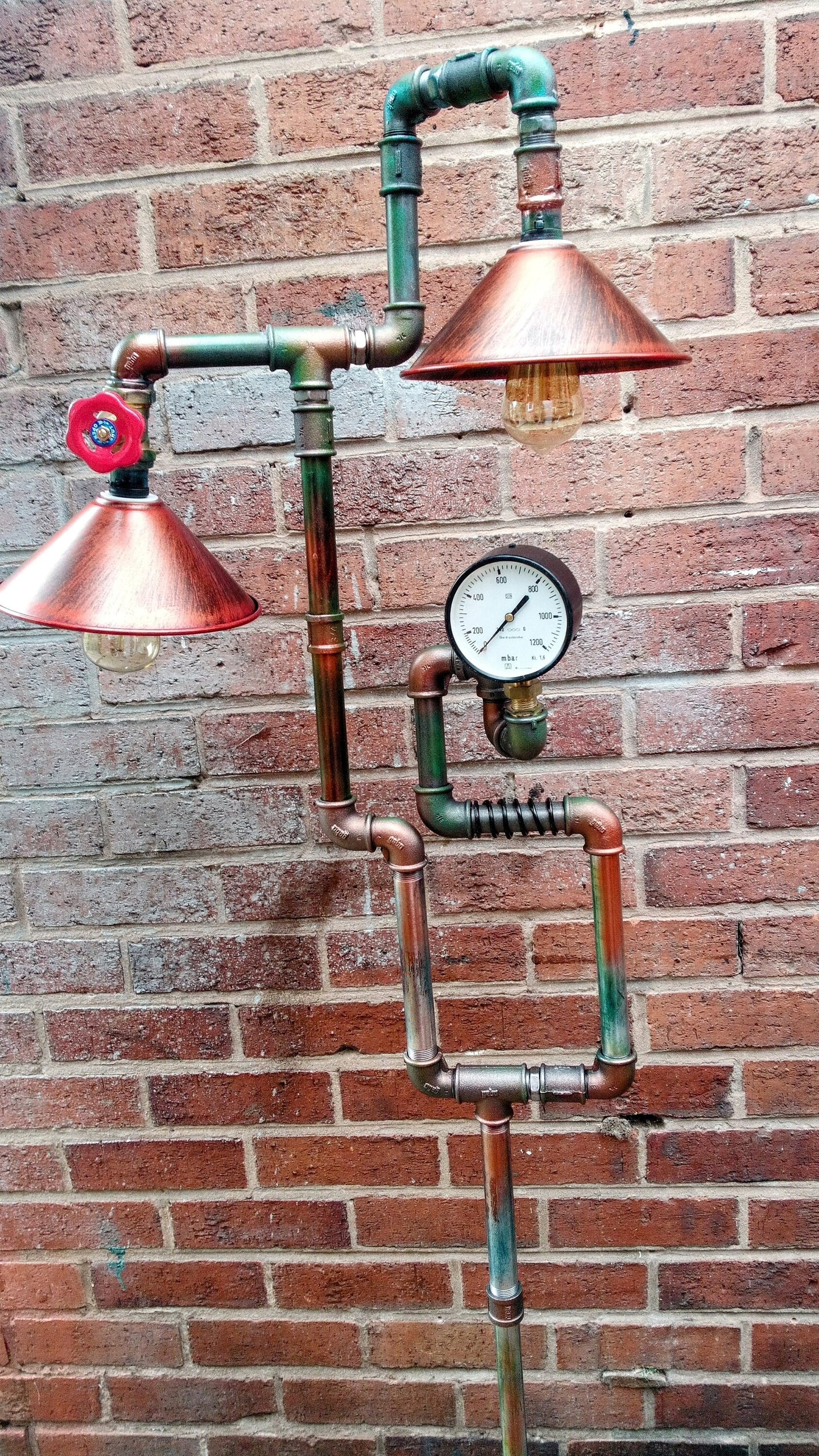 Handmade Industrial Steampunk Vintage Pipe Floor Lamp with Patina Finish - Retro Edison Bulb Lighting in Black Metal Iron
