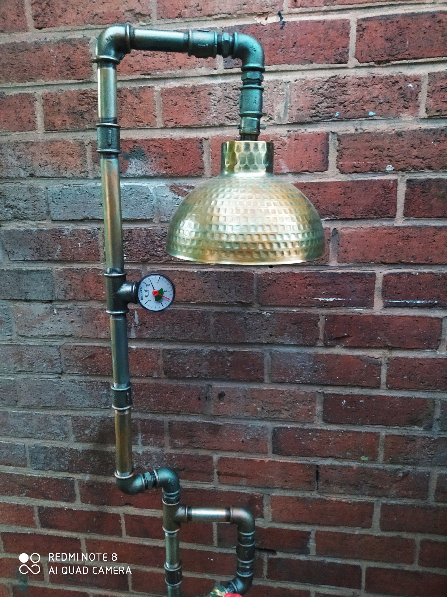 industrial steampunk vintage floor lamp with gold lamshade
