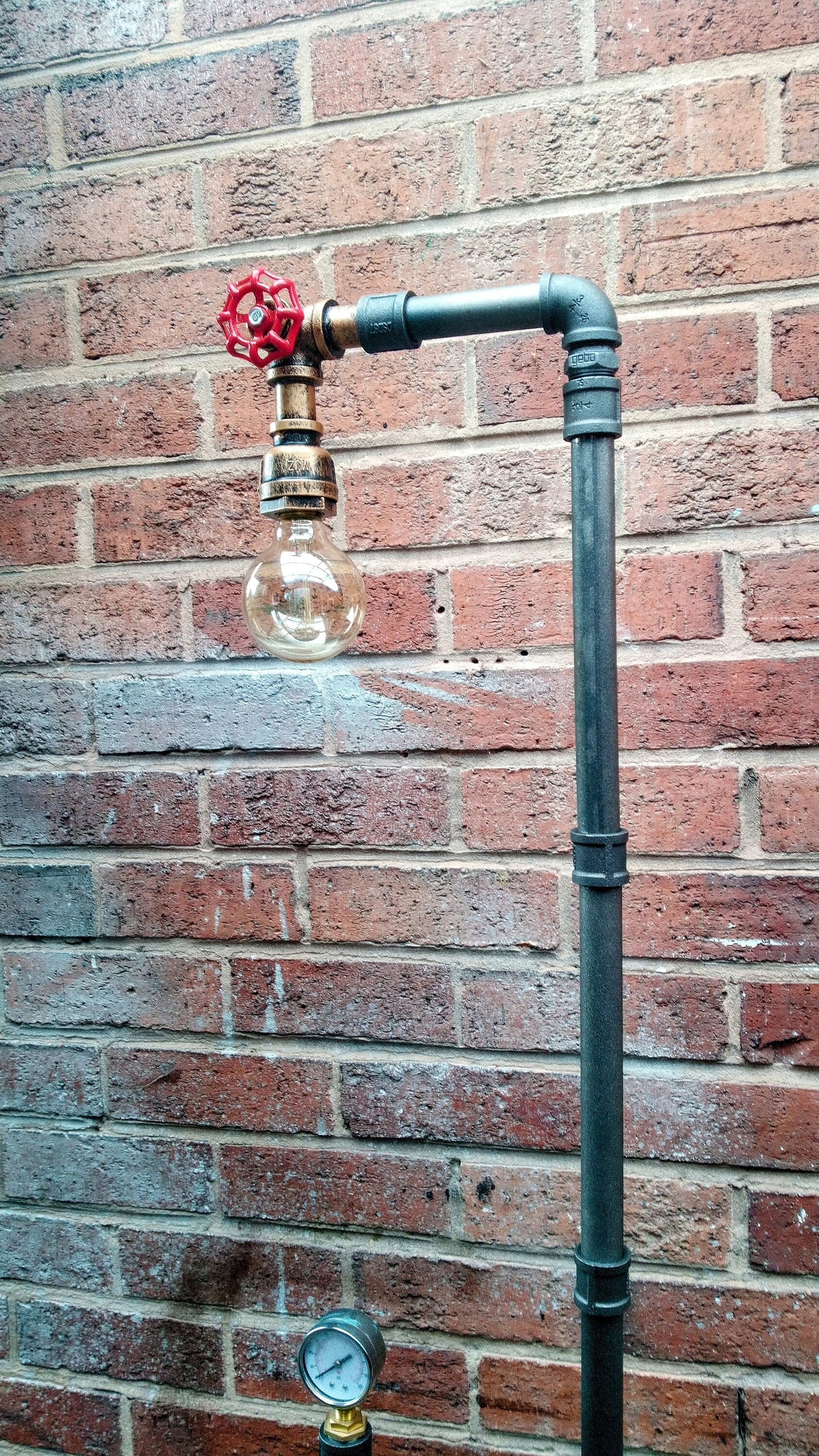 Handmade Industrial Steampunk Retro Vintage Floor Lamp with Yellow Lampshade