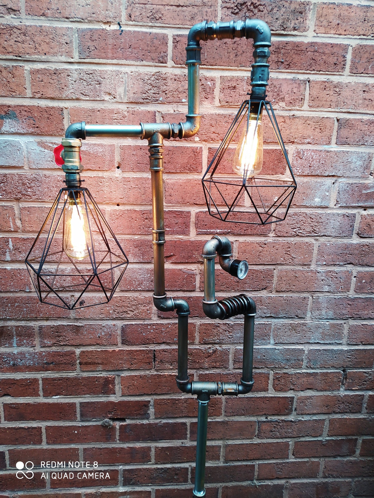Vintage Steampunk Metal Pipe Floor Lamp with Cage Lampshade - Retro Industrial Handmade Lighting Fixture
