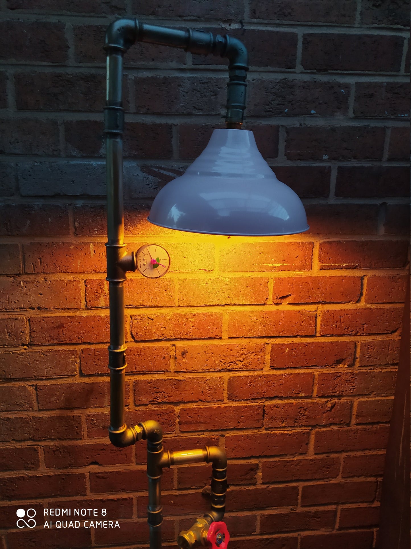 industrial steampunk vintage floor lamp with pink lamshade