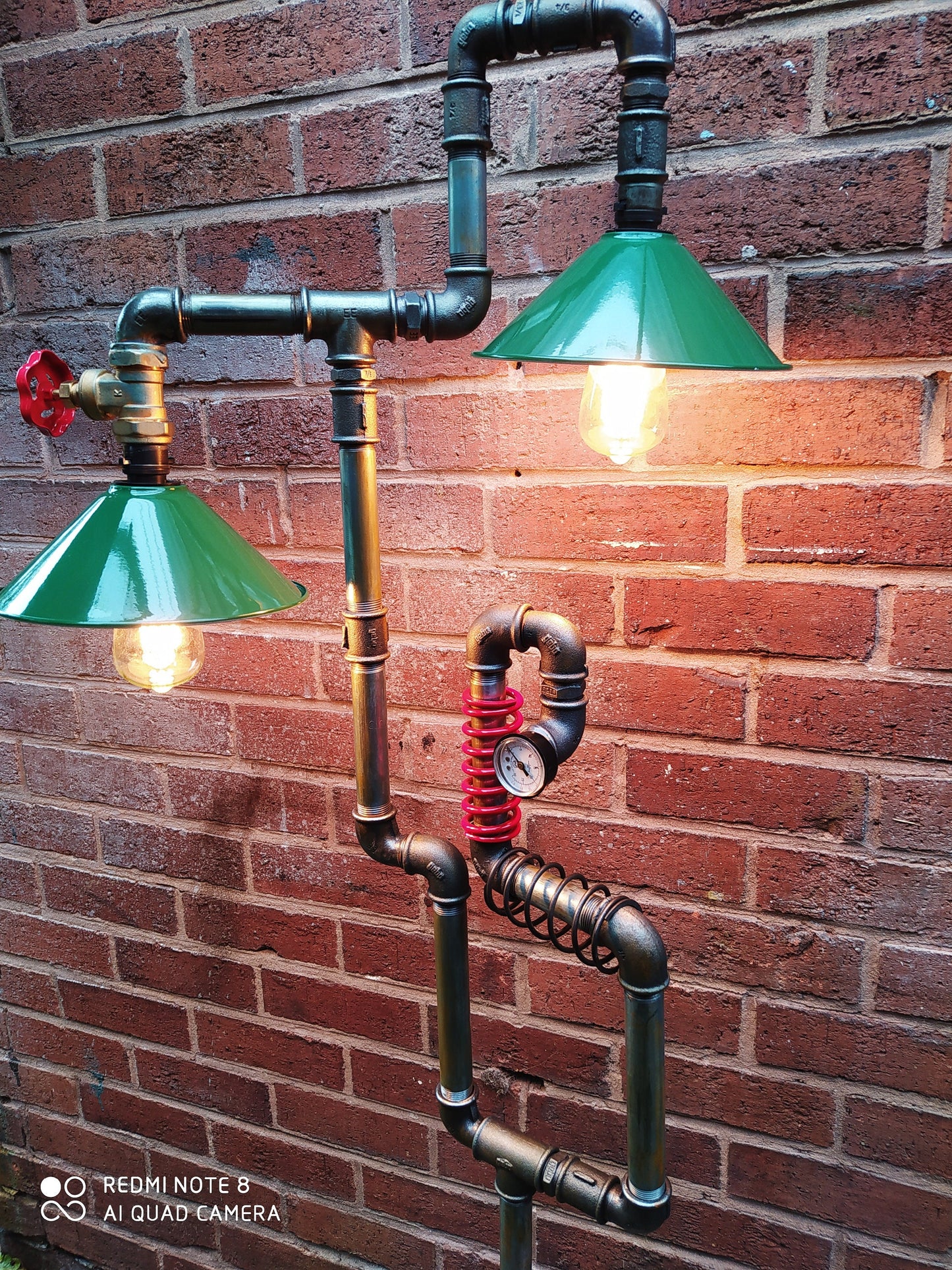 industrial steampunk vintage floor lamp with green lamshade