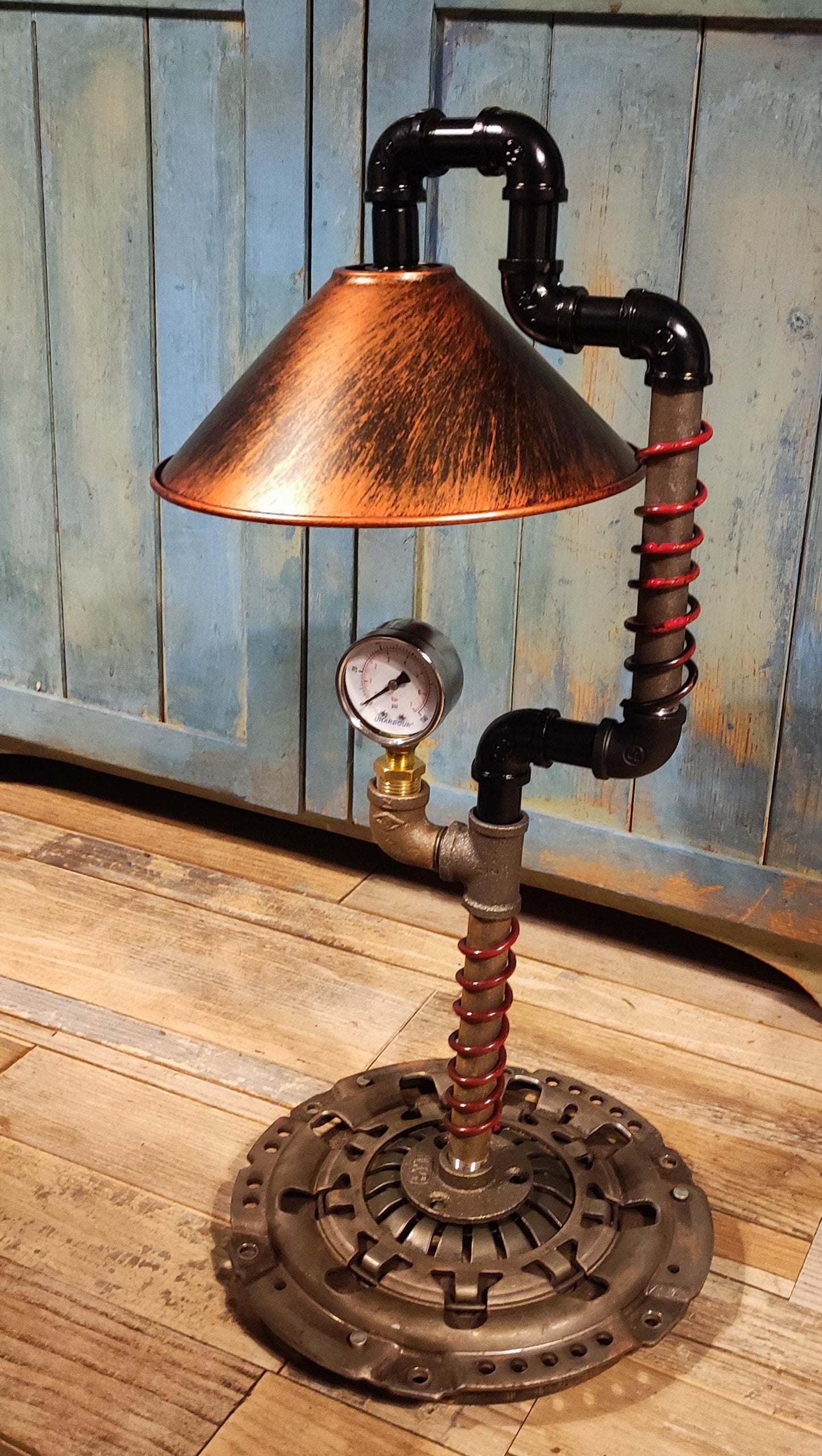 Handmade Industrial Steampunk Vintage Pipe Floor Lamp with Retro Vintage Look - Black Metal Finish, Antique Edison Bulbs & Lamp Switch