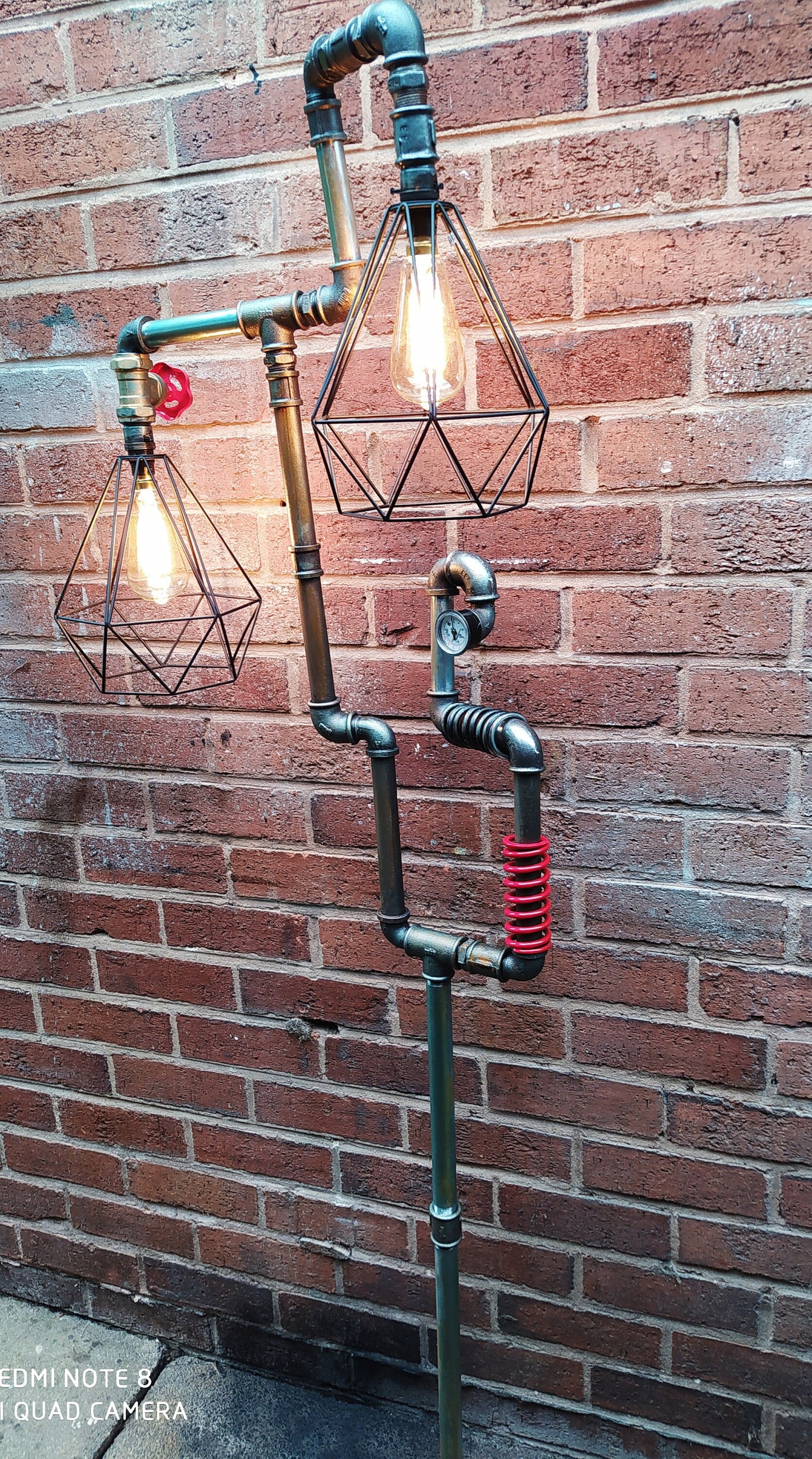 Vintage Steampunk Metal Pipe Floor Lamp with Cage Lampshade - Retro Industrial Handmade Lighting Fixture