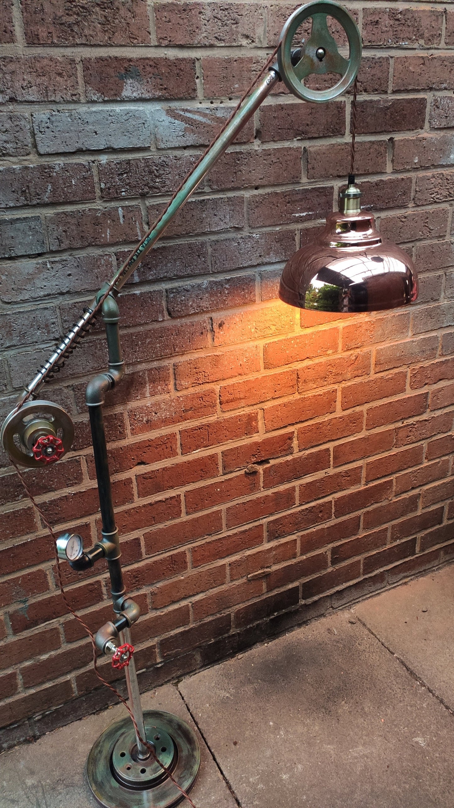 Handmade Industrial Steampunk Vintage Pipe Floor Lamp Retro Vintage Look Iron Edison Bulb Lighting Fixture with Patina