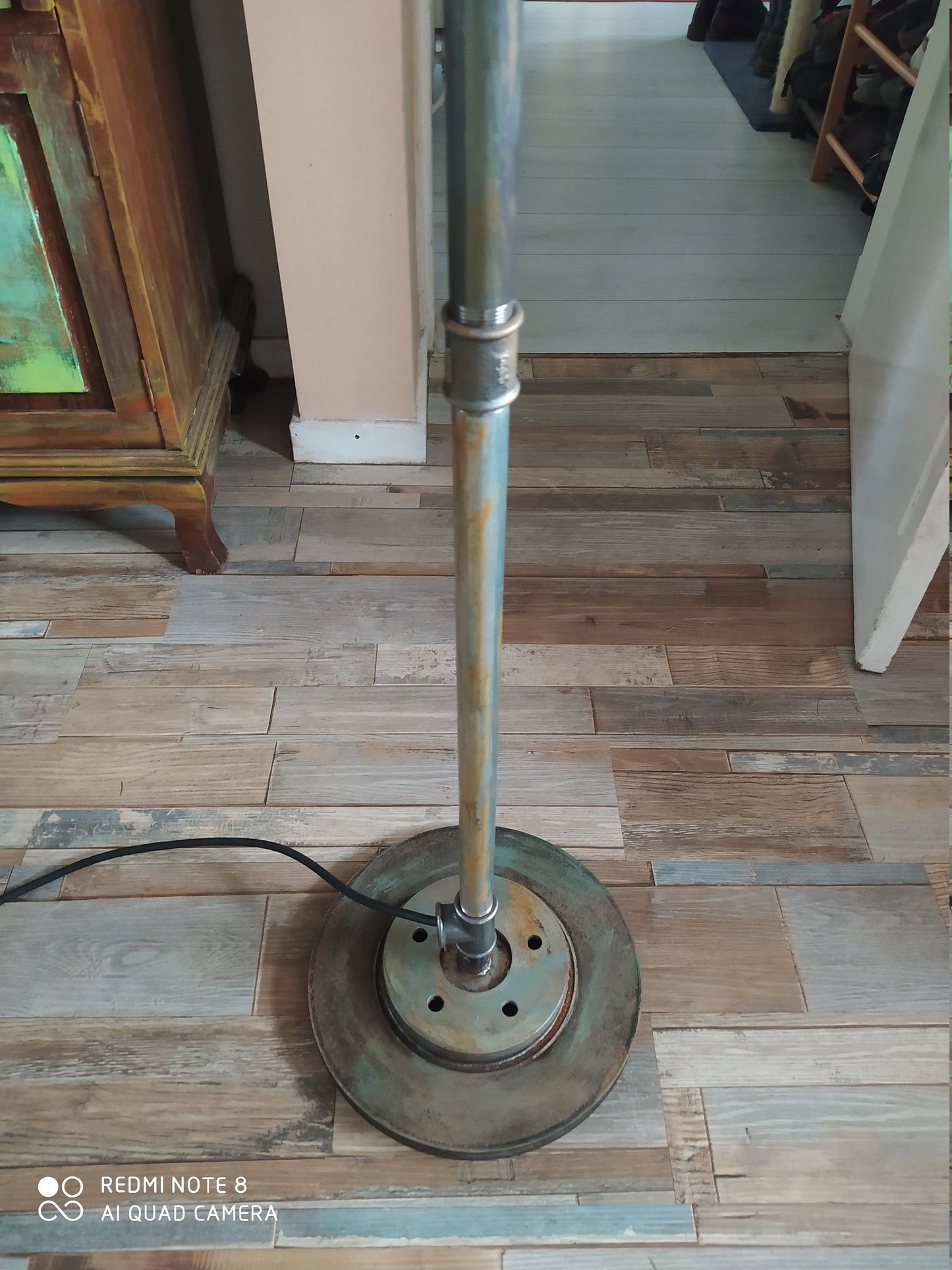 Vintage Steampunk Metal Pipe Floor Lamp with Cage Lampshade - Retro Industrial Handmade Lighting Fixture
