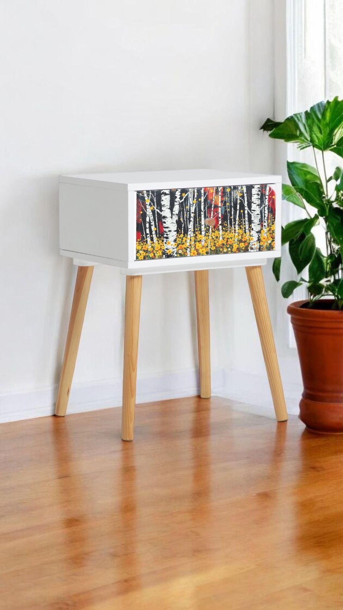 Nature-Inspired Bedside Table with Custom Color and Design Options, Choose Your Legs for a Unique Bedroom Transformation