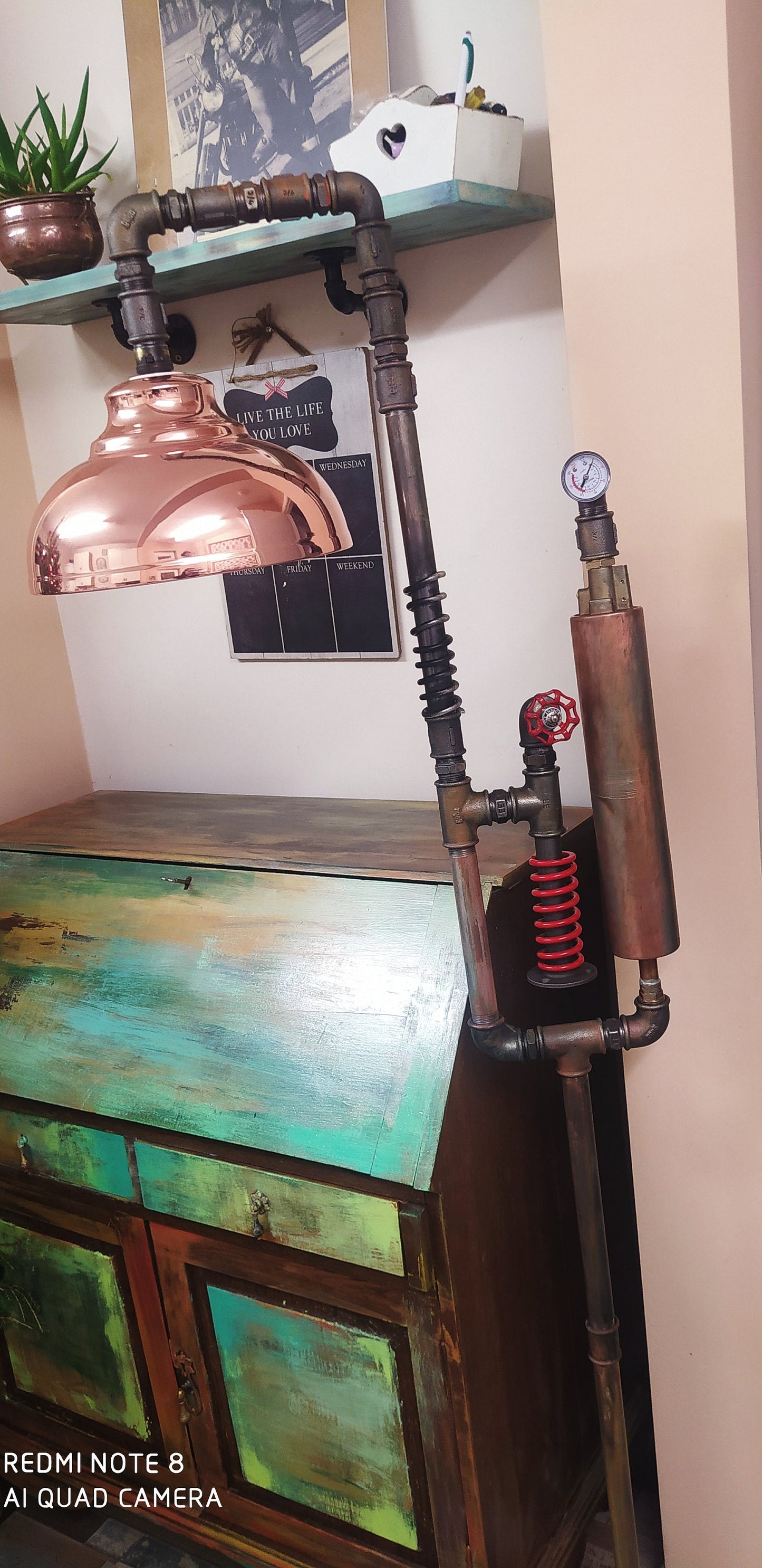 Industrial Steampunk Vintage Floor Lamp with Handmade Retro Pipe Design