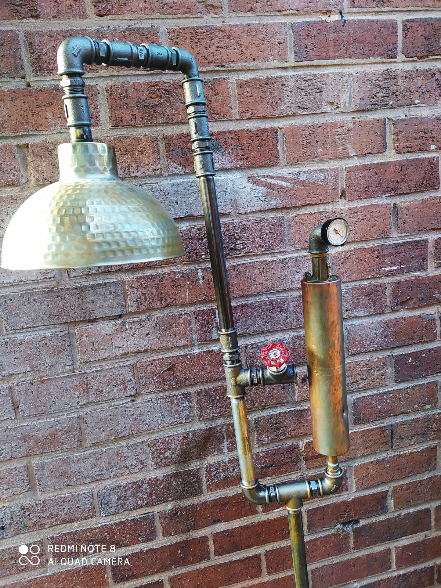 industrial steampunk vintage floor lamp with blue lamshade