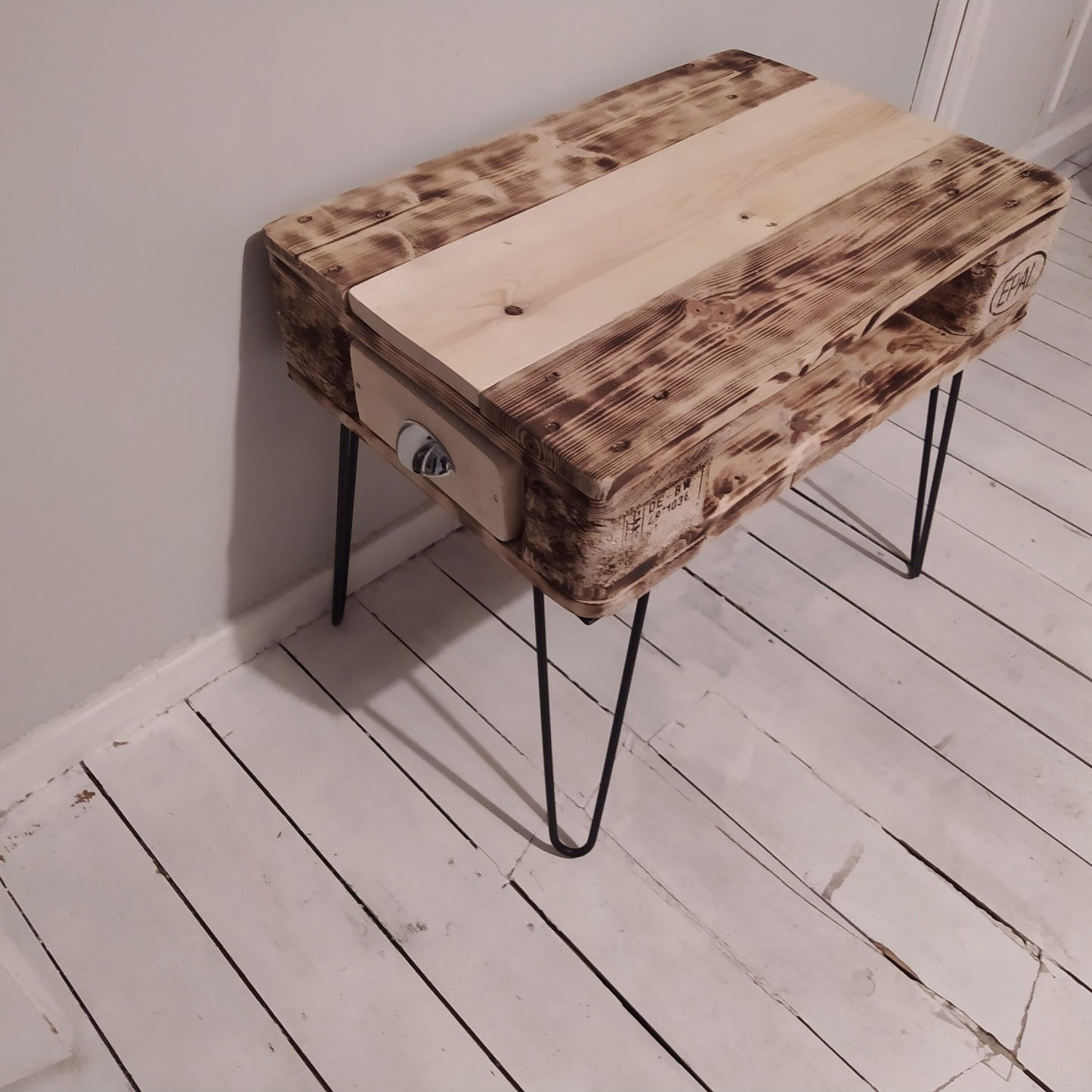 Steampunk industrial coffee table, side table.