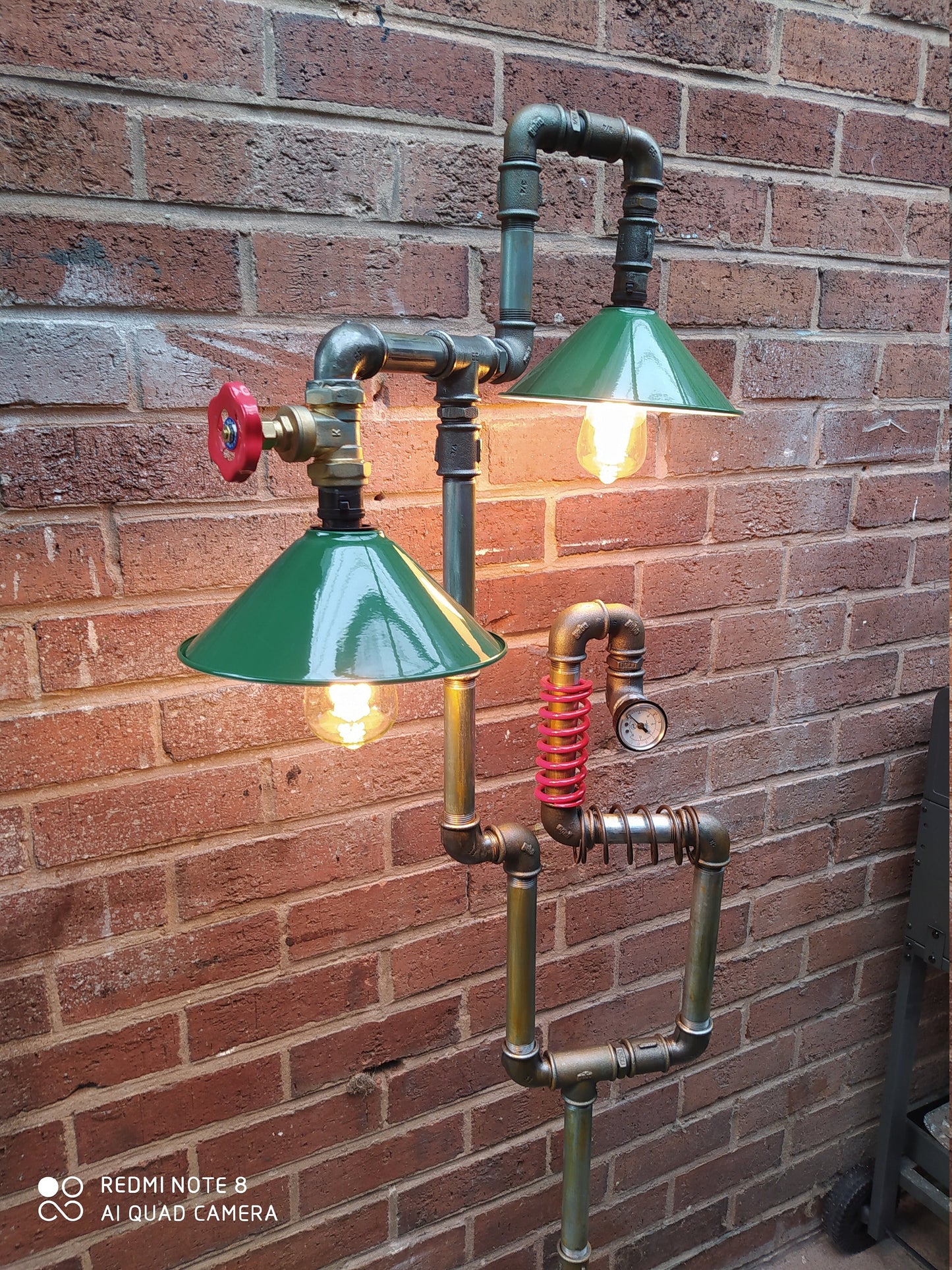 industrial steampunk vintage floor lamp with green lamshade