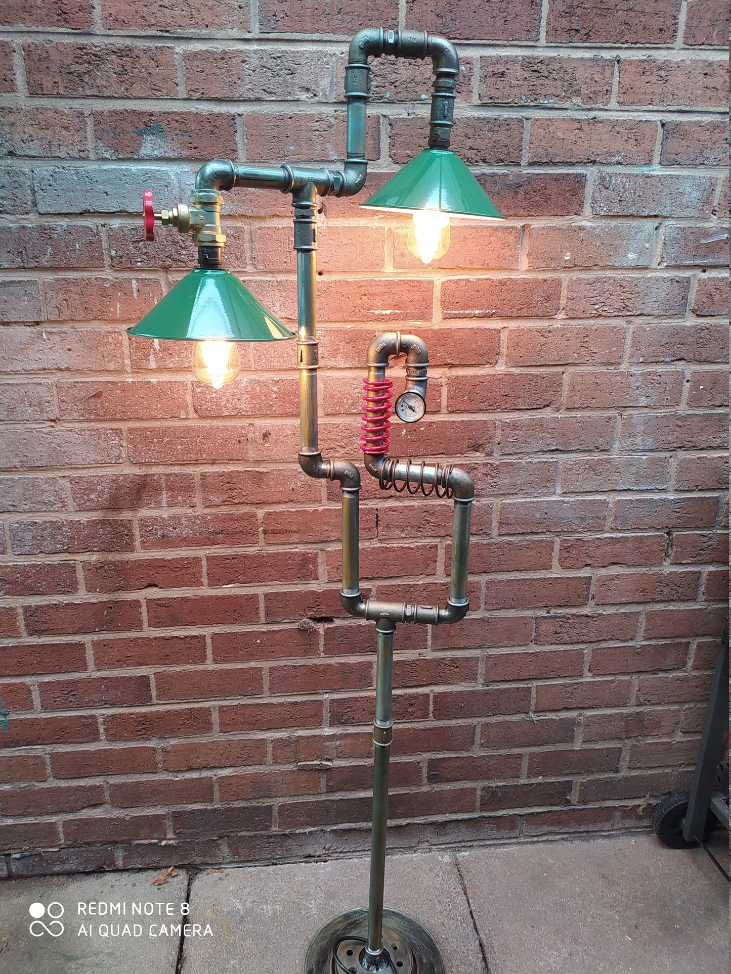 industrial steampunk vintage floor lamp with green lamshade