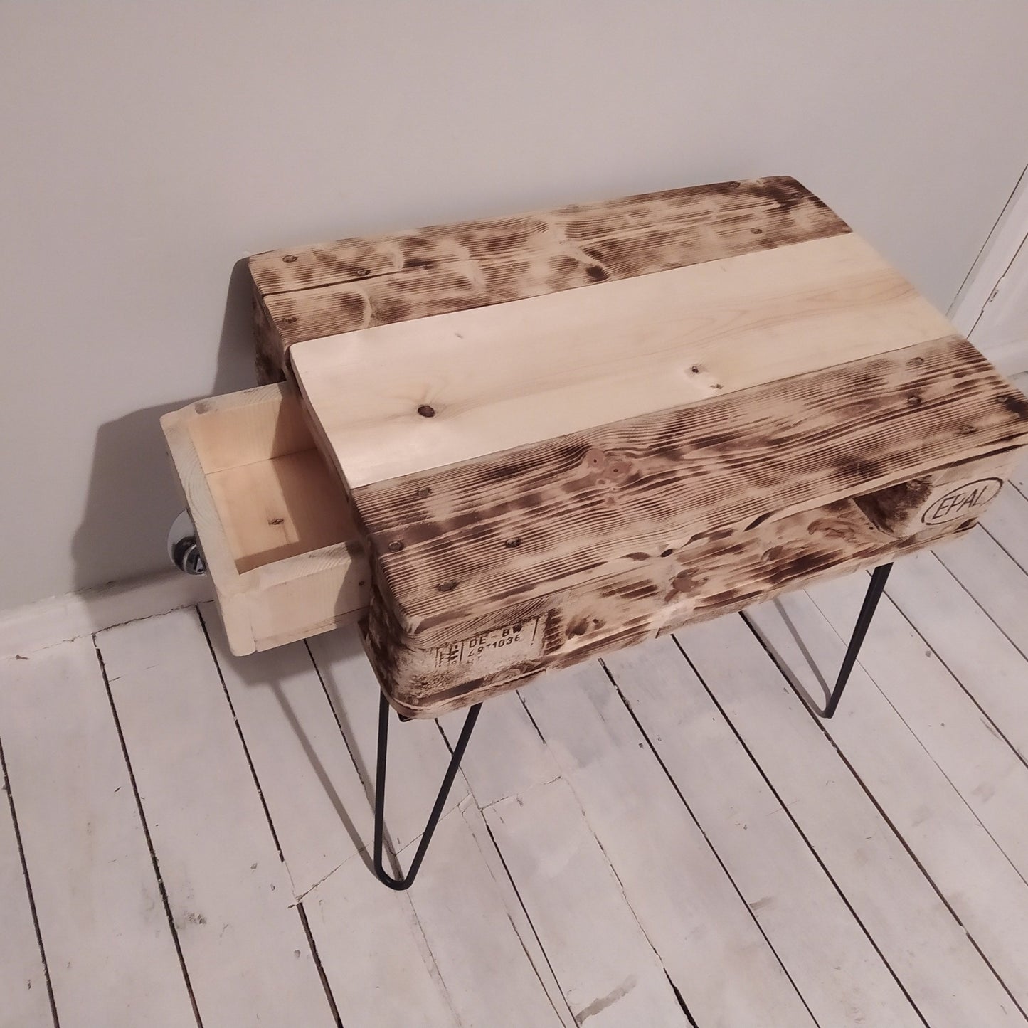 Steampunk industrial coffee table, side table.