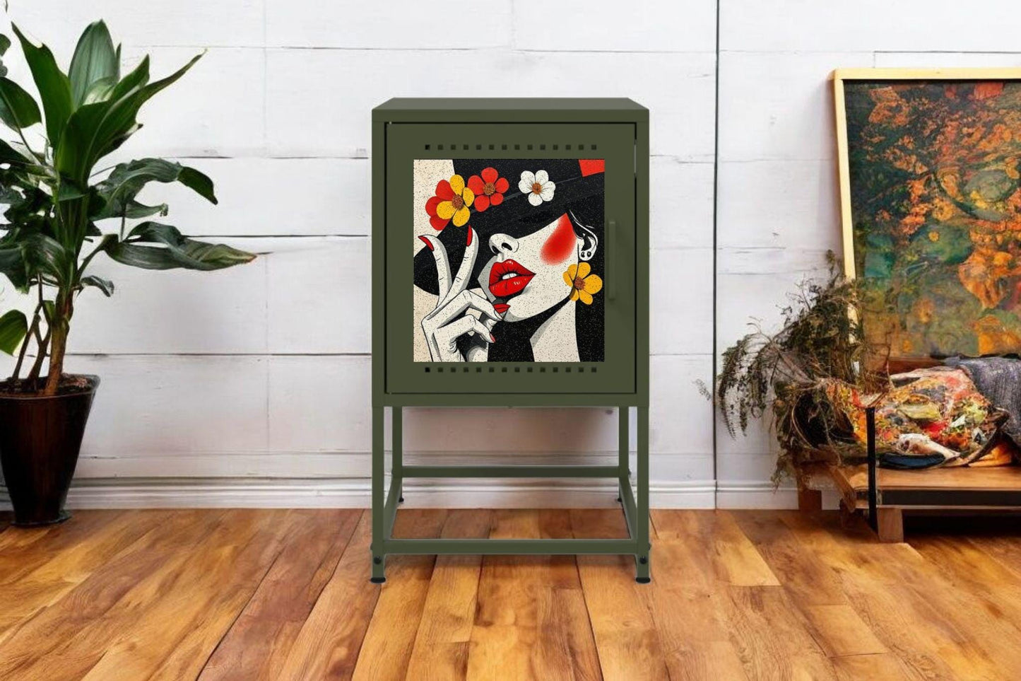 Industrial Steel Bedside Table with Custom Design and Color Option - Retro Style Vintage Furniture for Home Decor