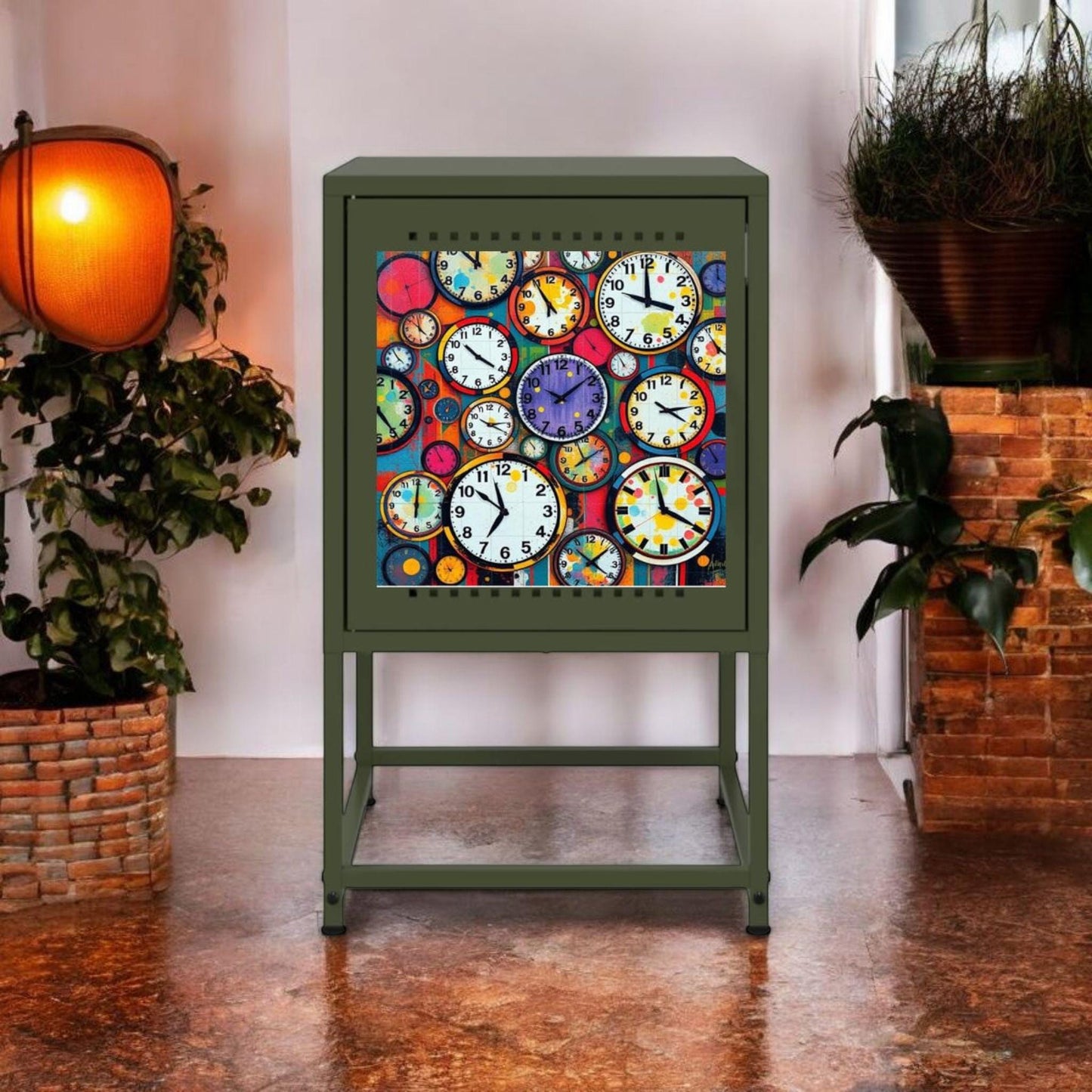 Industrial Steel Bedside Table with Custom Design and Color Option - Retro Style Vintage Furniture for Home Decor