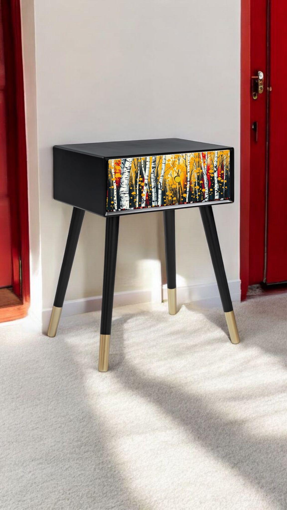 Custom Retro Bedside Table with Personalized Colour, Design, - Perfect Home Decor Addition