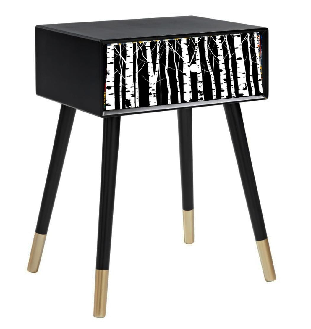 Custom Retro Bedside Table with Personalized Colour, Design, - Perfect Home Decor Addition