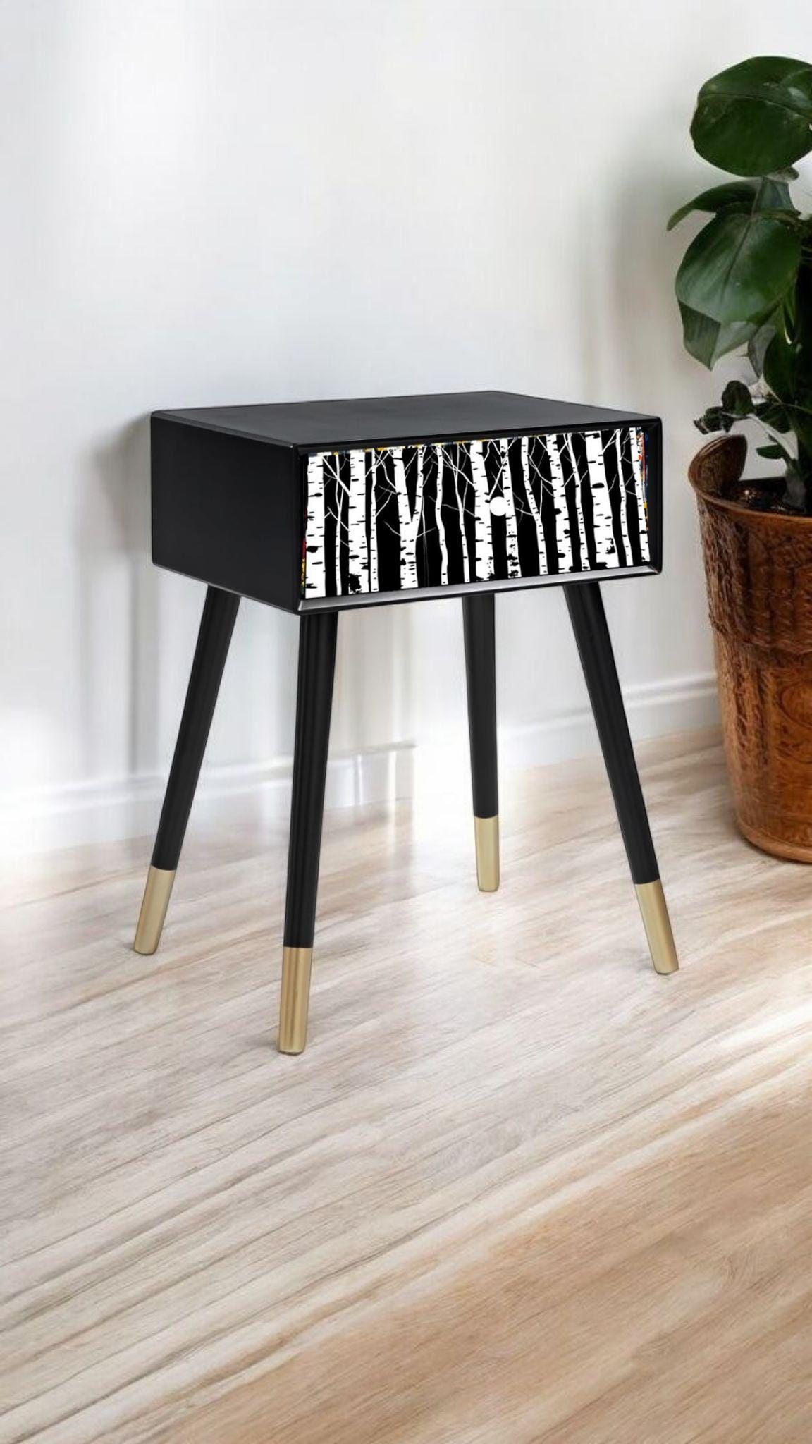 Custom Retro Bedside Table with Personalized Colour, Design, - Perfect Home Decor Addition