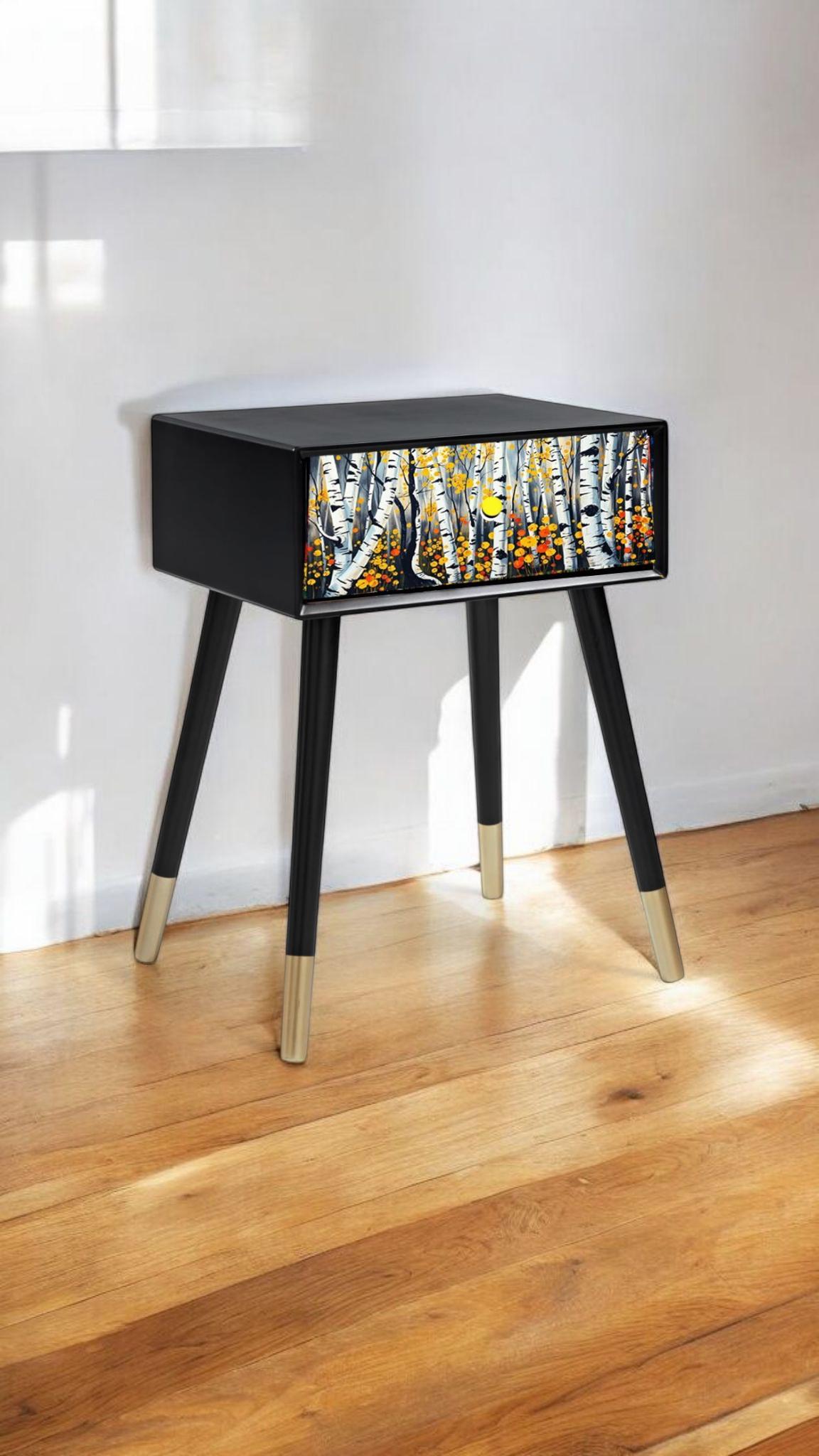 Custom Retro Bedside Table with Personalized Colour, Design, - Perfect Home Decor Addition