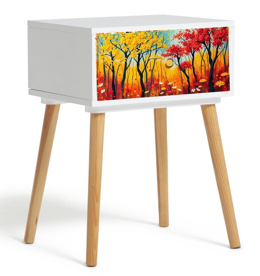 Retro Bedside Table Customizable Colour & Design Options - Transform Your Bedroom Décor - Choose Your Leg Style - Add a Pop of Vintage