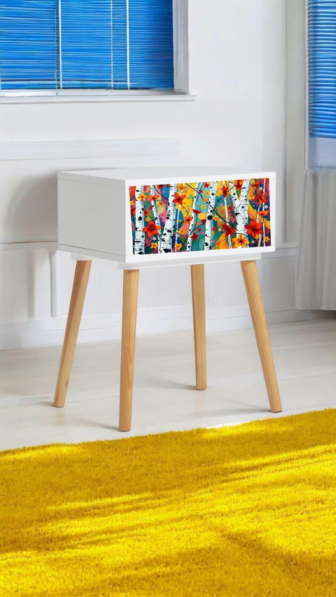 Retro Bedside Table Customizable Colour & Design Options - Transform Your Bedroom Décor - Choose Your Leg Style - Add a Pop of Vintage