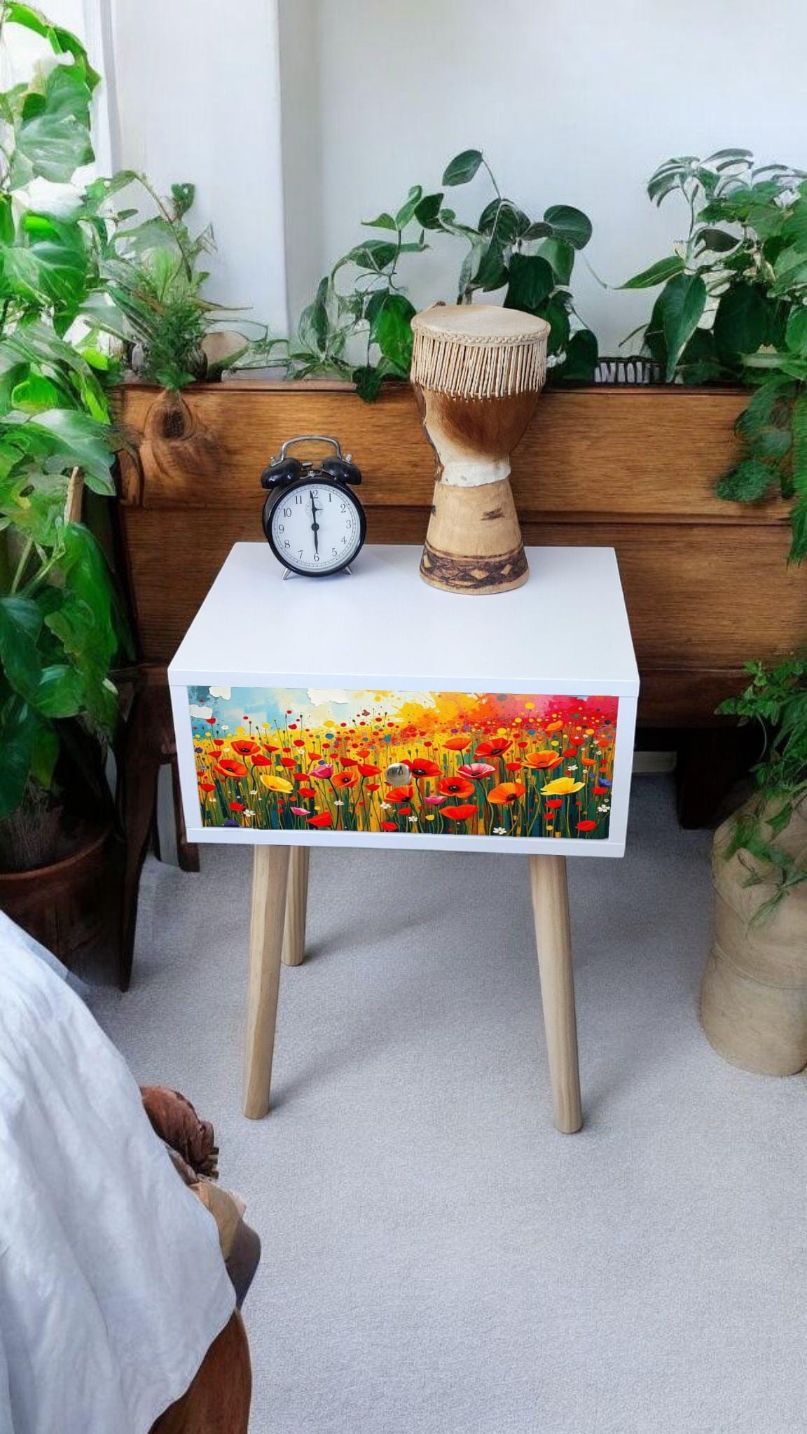 Nature inspired Retro Bedside Table - Customizable Colour & Design - Perfect Addition to Any Home - Choose Legs - Style - Transform Your Bed