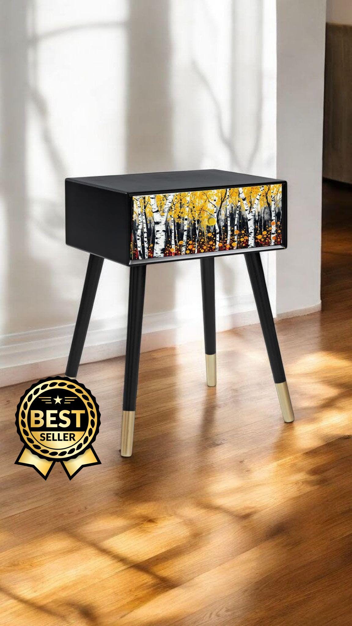 Custom Retro Bedside Table with Personalized Colour, Design, - Perfect Home Decor Addition