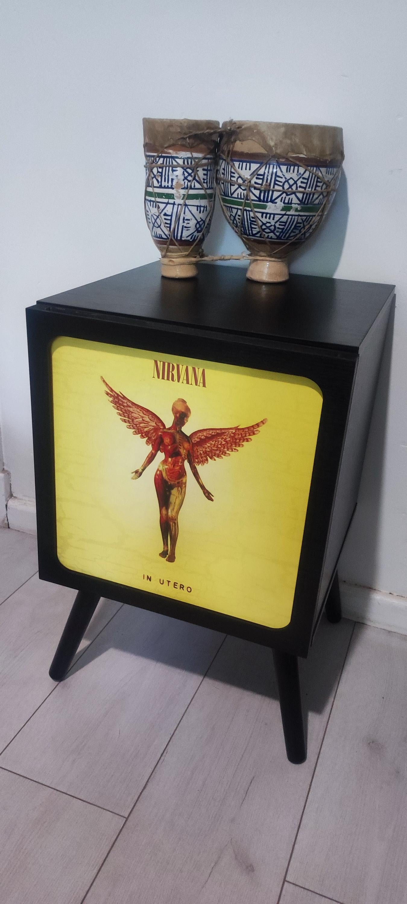 Vinyl Record Stand With Storage and Shelf - Choose Leg Size and Color - Perfect Gift for Music Collectors